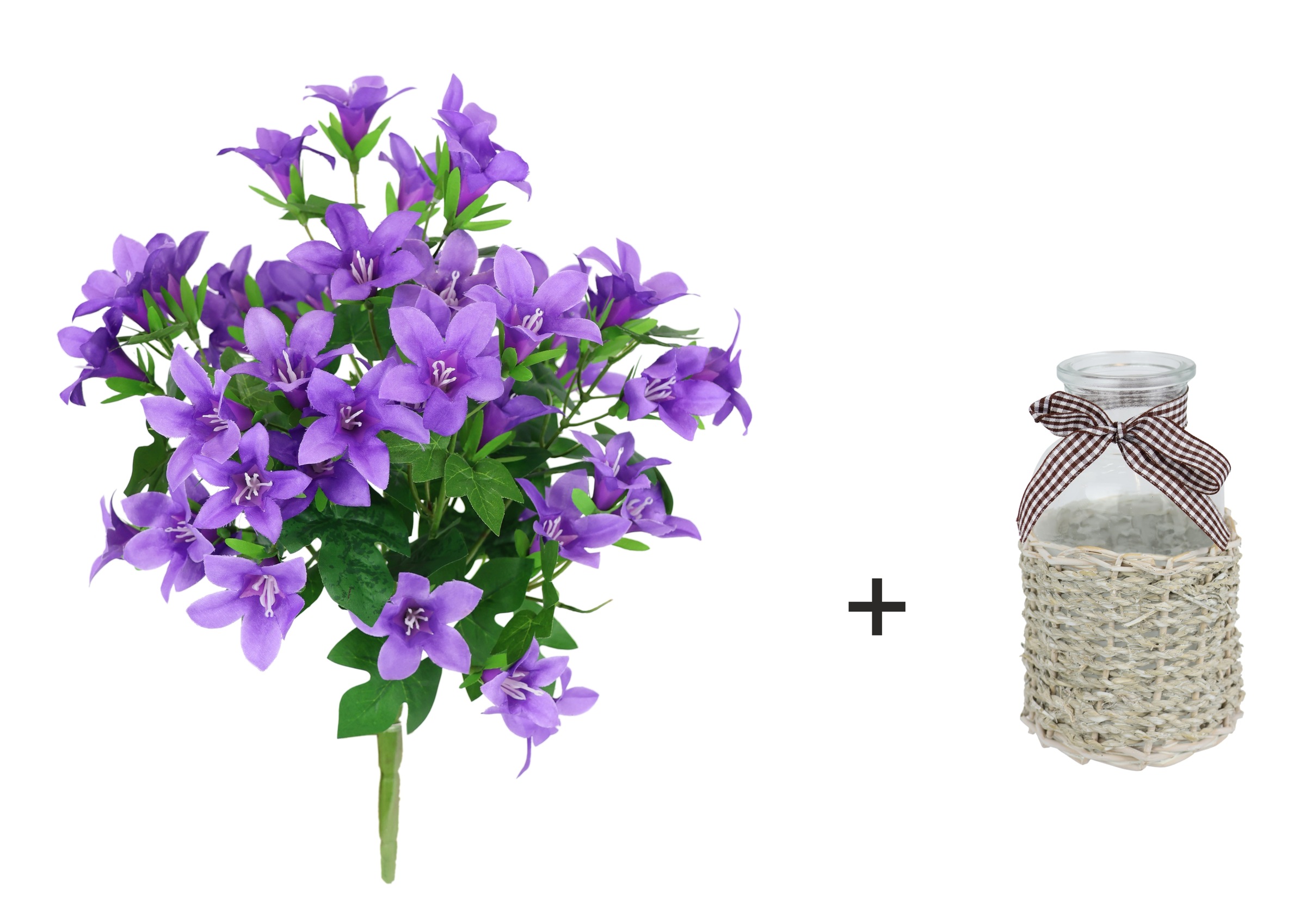 I.GE.A. Kunstblume "Glockenblumen-Strauß in Vase", Sternblumen Blumen Dekob günstig online kaufen