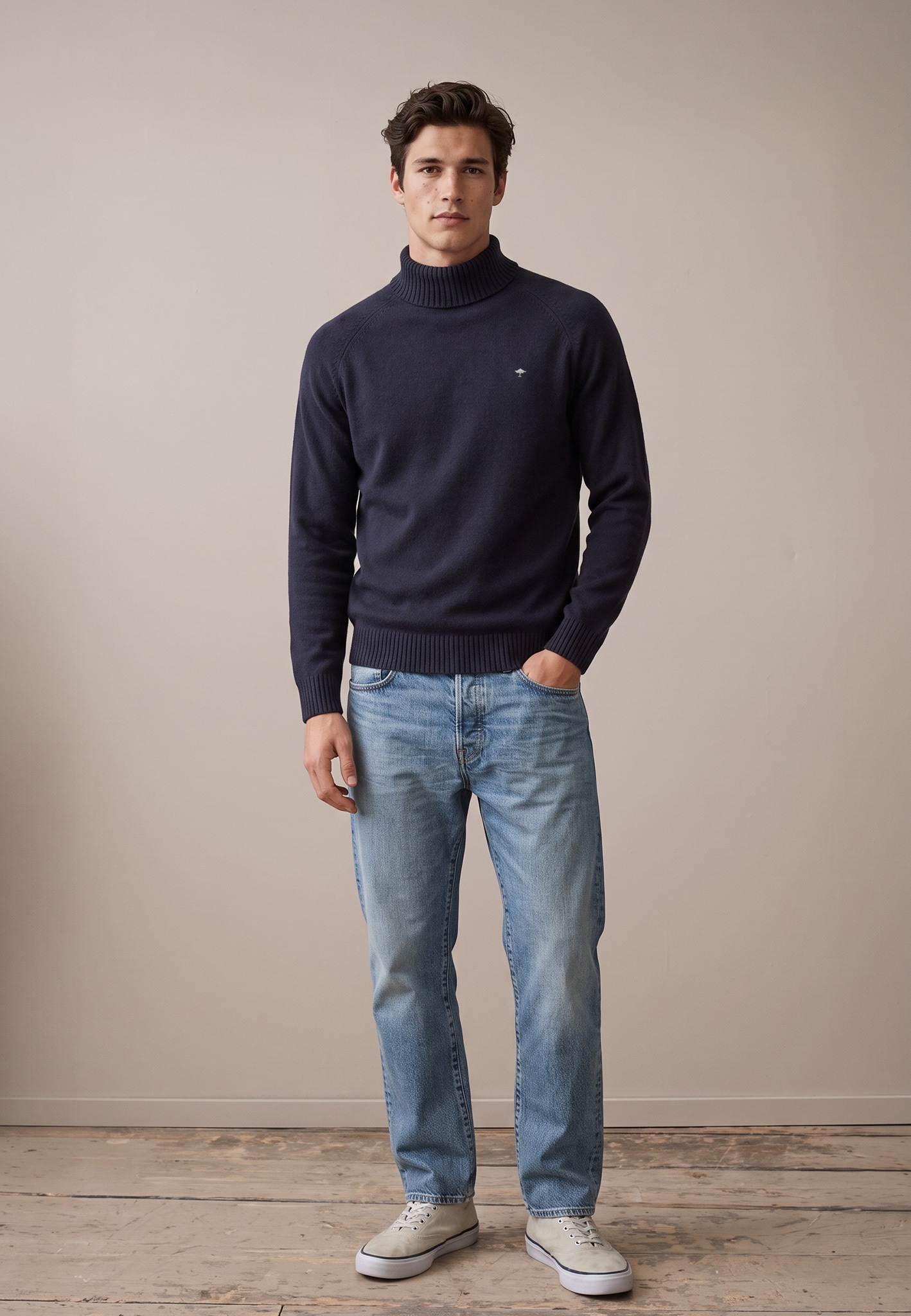 FYNCH-HATTON Rollkragenpullover Raglanärmel, Kaschmiranteil