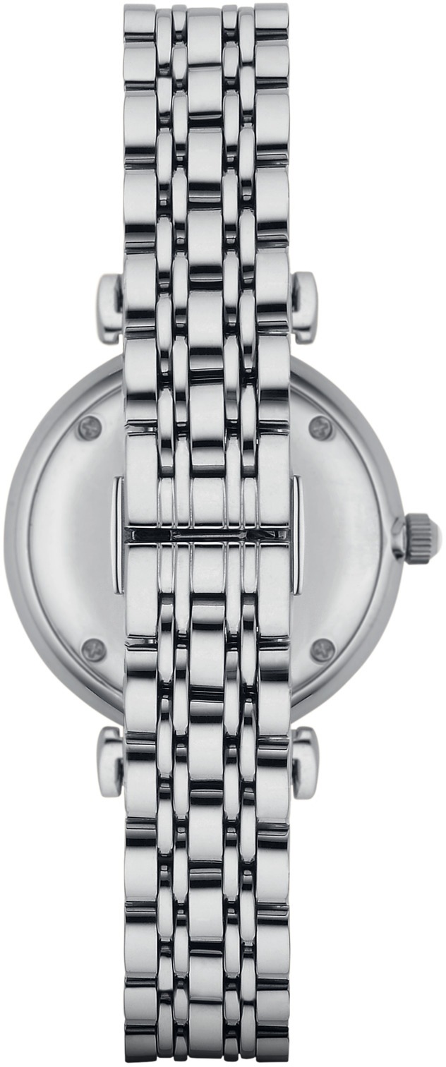 Emporio Armani Quarzuhr, Armbanduhr, Damenuhr, Perlmutt-Zifferblatt, Edelstahlarmband