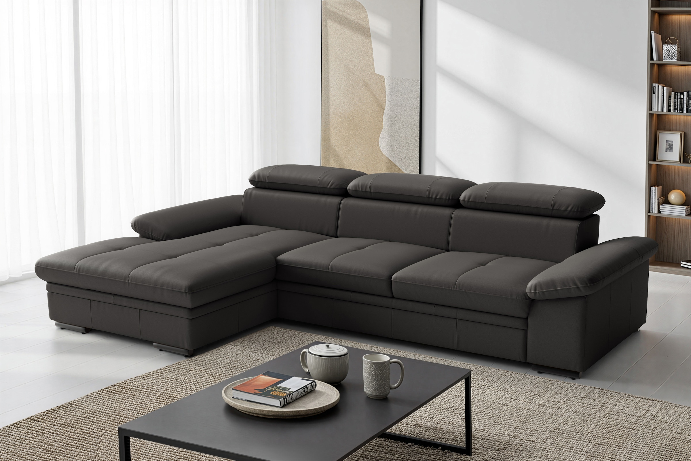 sit&more Ecksofa »Viola, Leder, L-Form, B: 260 cm, mit Armteil- und Kopfteilvertsellung« optional mit Schlaffunktion