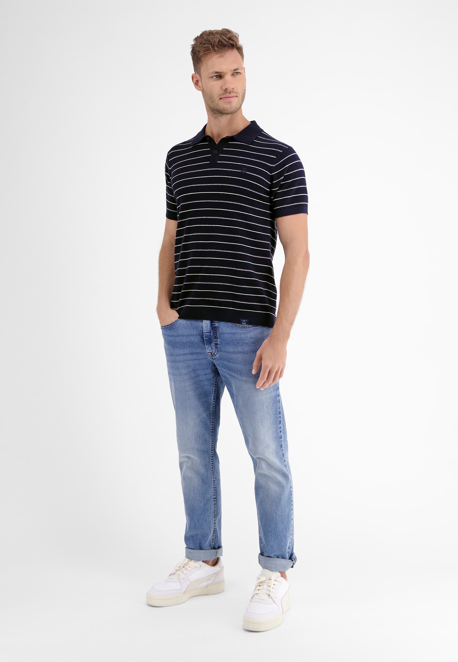 LERROS Poloshirt »LERROS Poloshirt in sommerlich-stylischer Strickoptik«
