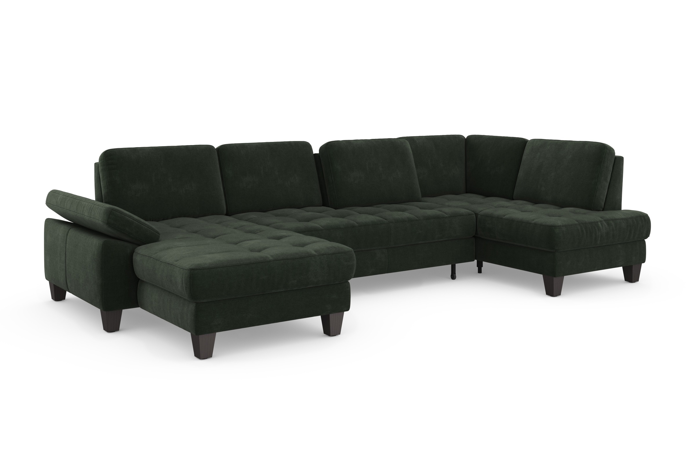 Wohnlandschaft SIT & MORE "Westham U-Form", grün (jungle), B:338cm H:88cm T:172cm, 90% Polyester 10%Polyamid, Sofas, Wohnlandschaft, wahlweise mit Bettfunktion, Bettkasten, Sitztiefenverstellung 9