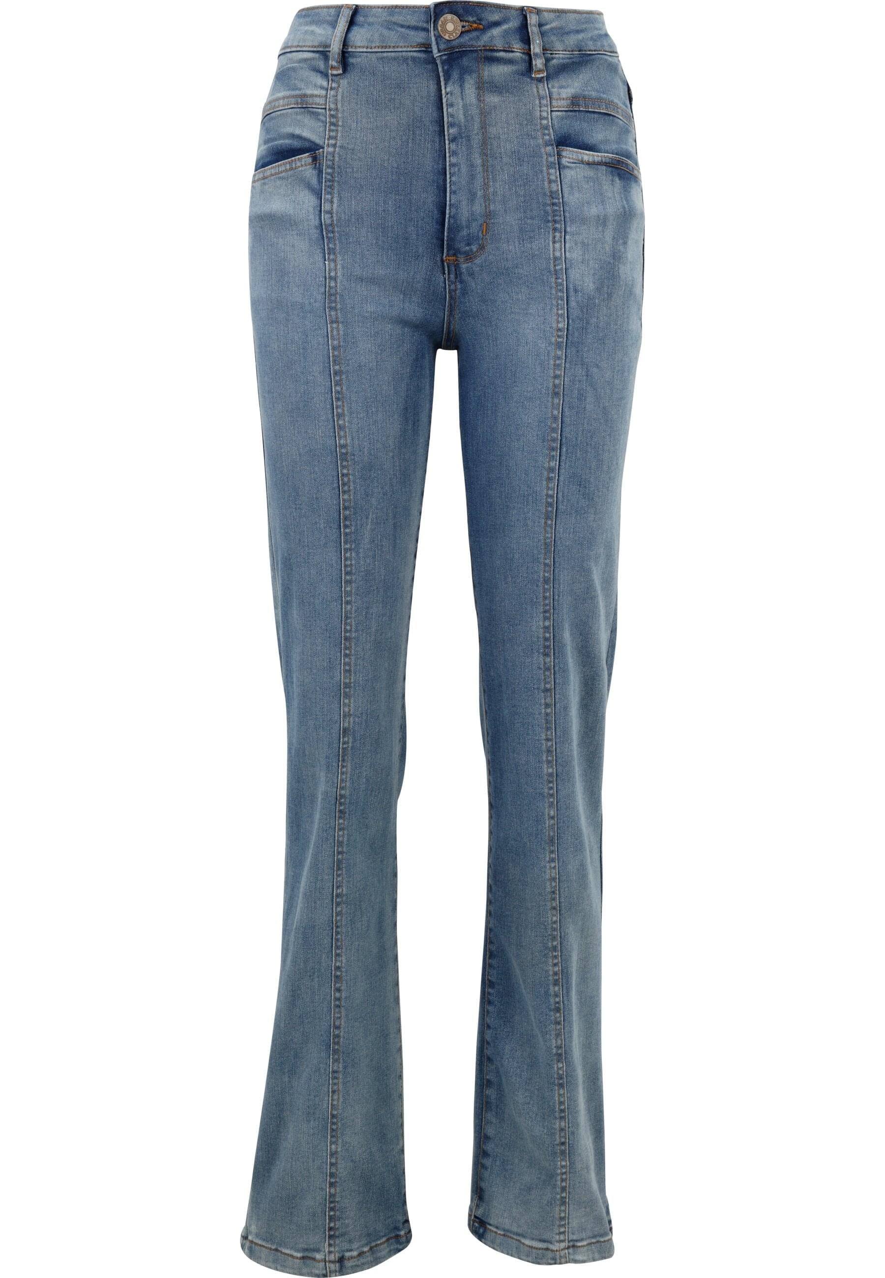 URBAN CLASSICS Bequeme Jeans "Urban Classics Damen Ladies High Waist Straight Slit Denim Pants", (1 tlg.)