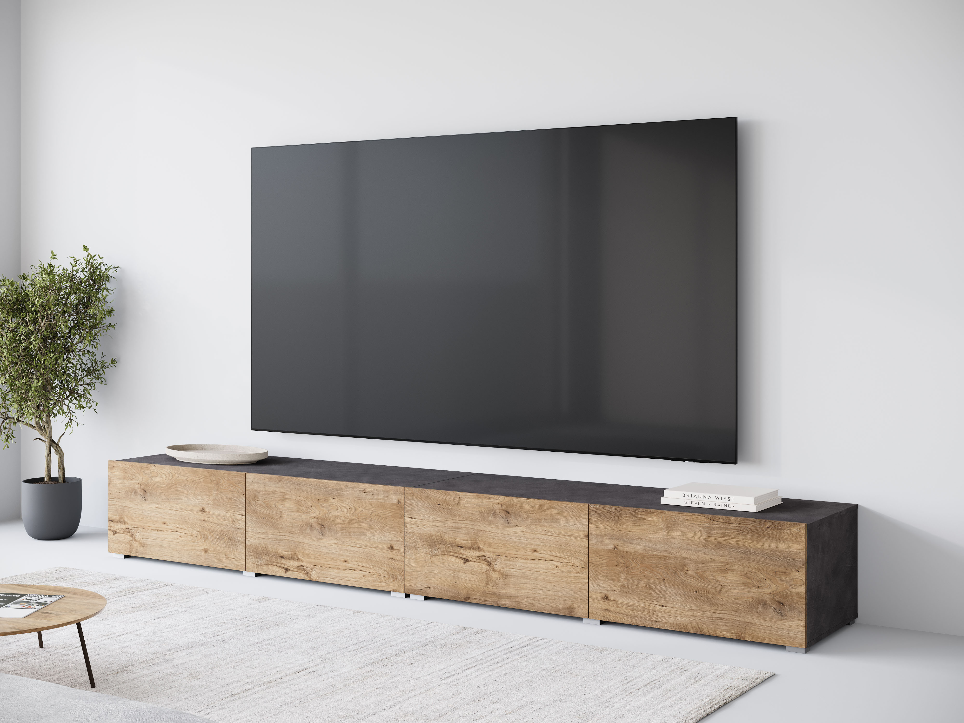 OTTO home Lowboard "Denver Erlebe die Weltmeisterschaft im XXL-Format" Elegantes TV-Möbel 300 cm, speziell für bis zu 98-Zoll Fernseher