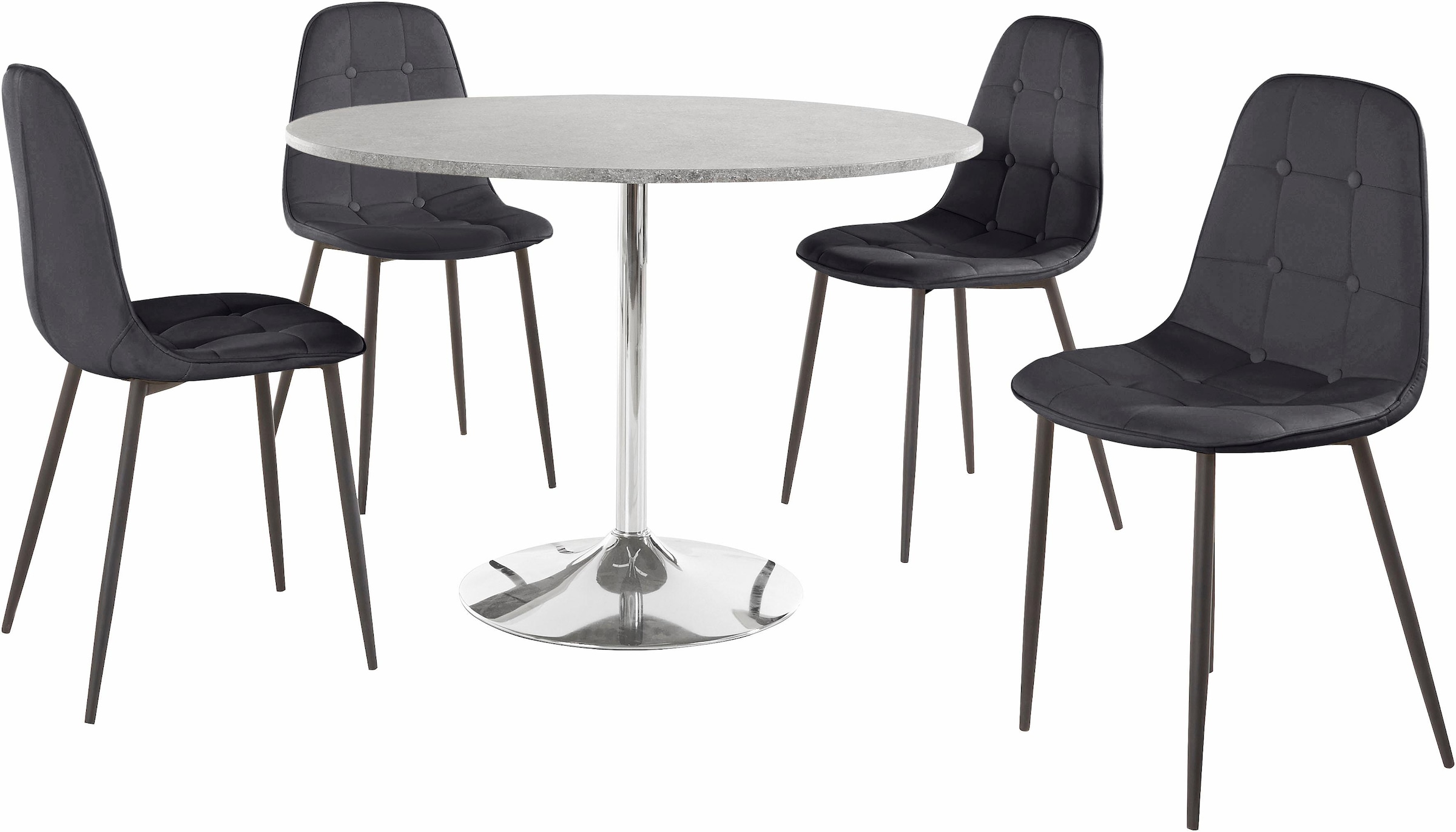 INOSIGN Essgruppe Set, 5 Stk. tlg. mit rundem Tisch im Zement-Optik günstig online kaufen