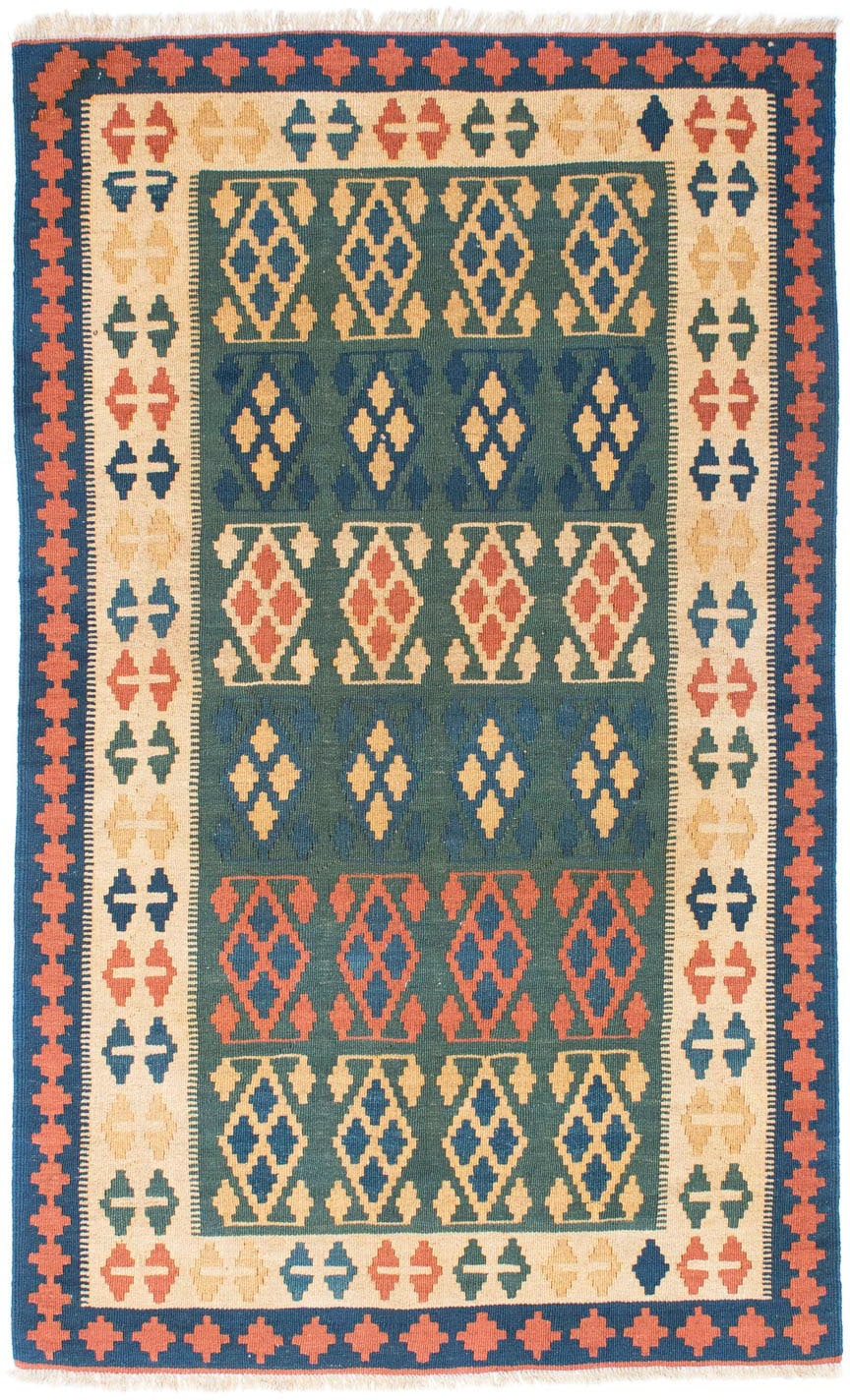 morgenland Wollteppich »Kelim - Oriental - 198 x 121 cm - blau«, rechteckig, Wohnzimmer, Einzelstück