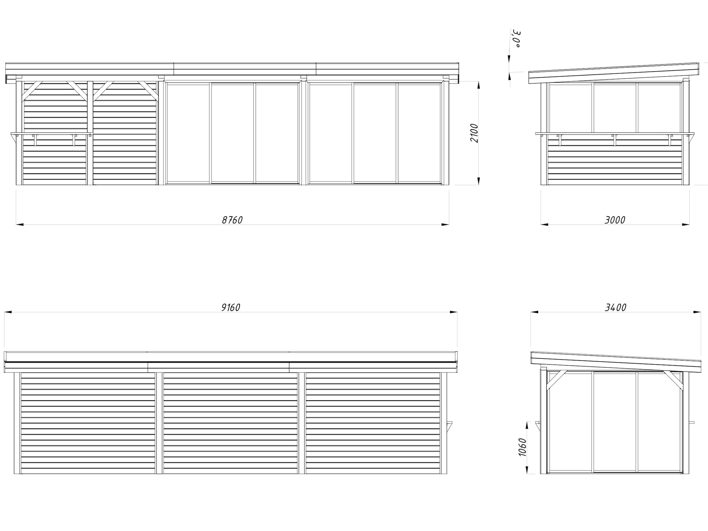 Palmako Gartenhaus »Lenna 24,9 m², Set 719 Slide Plus«