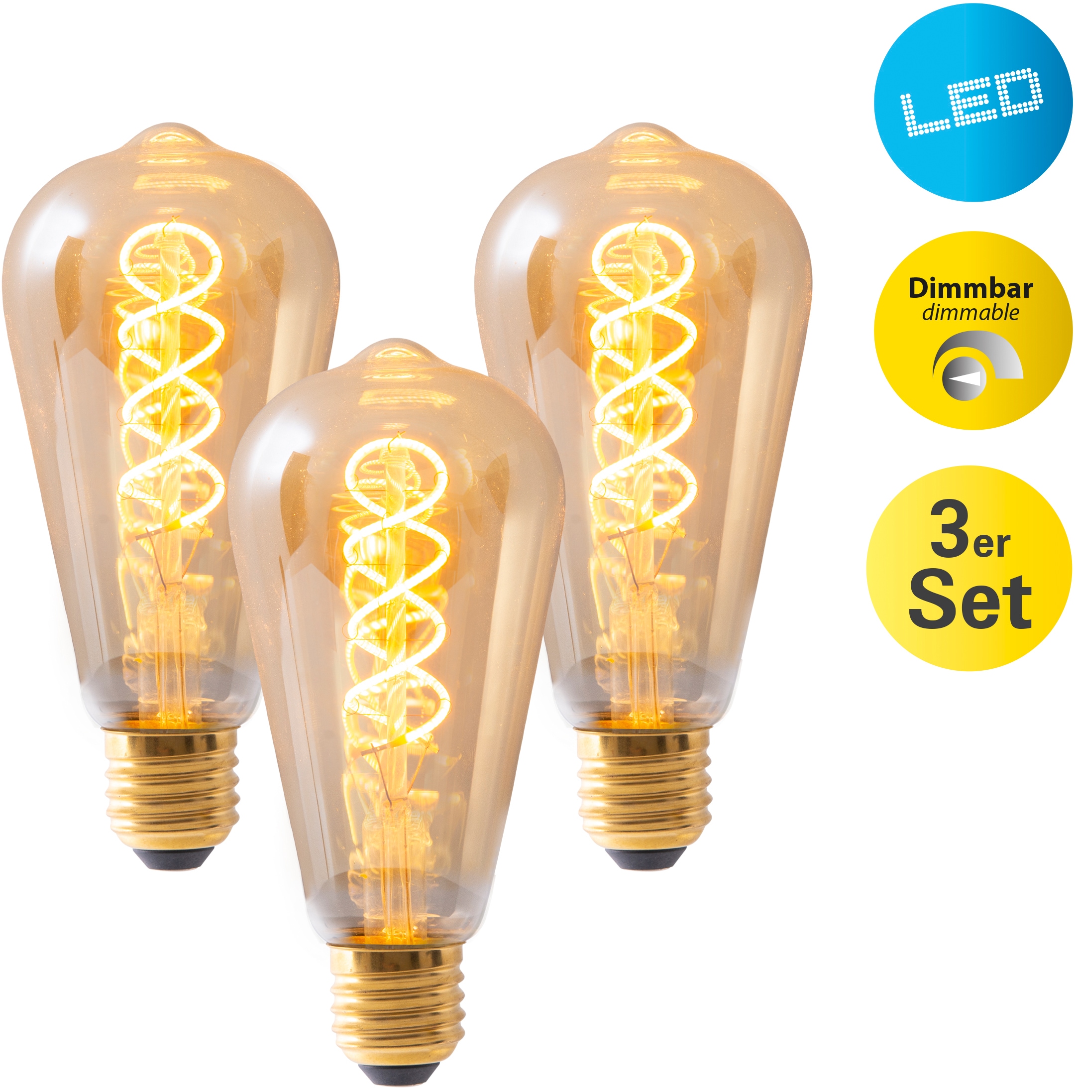 NÄVE LED-Leuchtmittel "Dilly", L:14,6cm Ø:6,4cm, gelb, Leuchtmittel, Retro Leuchtmittel Filament
