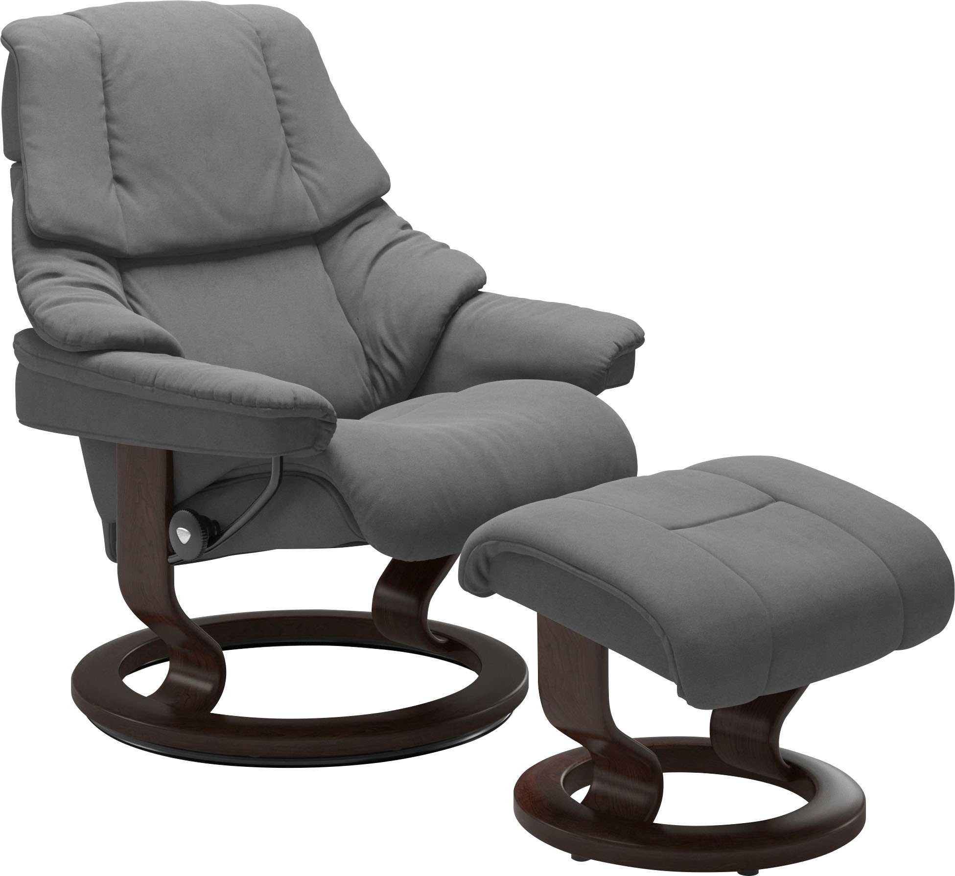 Stressless® Relaxsessel »Reno«, (Set, Relaxsessel mit Hocker), mit Hocker, mit Classic Base, Größe S, M & L, Gestell Braun