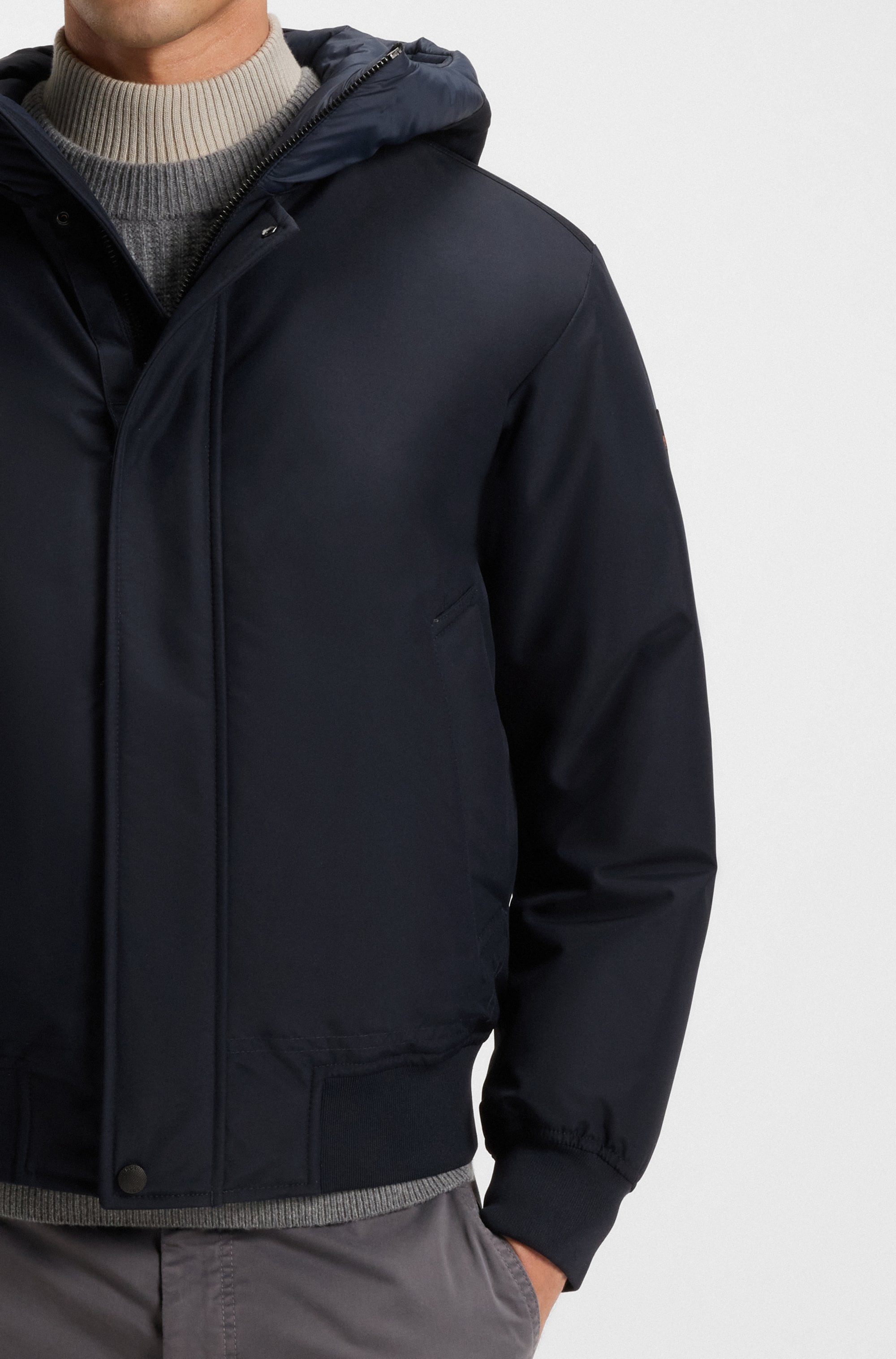 BOSS ORANGE Blouson »Osis«, mit Kapuze, relaxed fit, mit wattierter Kapuze, verdeckter Reißverschluss