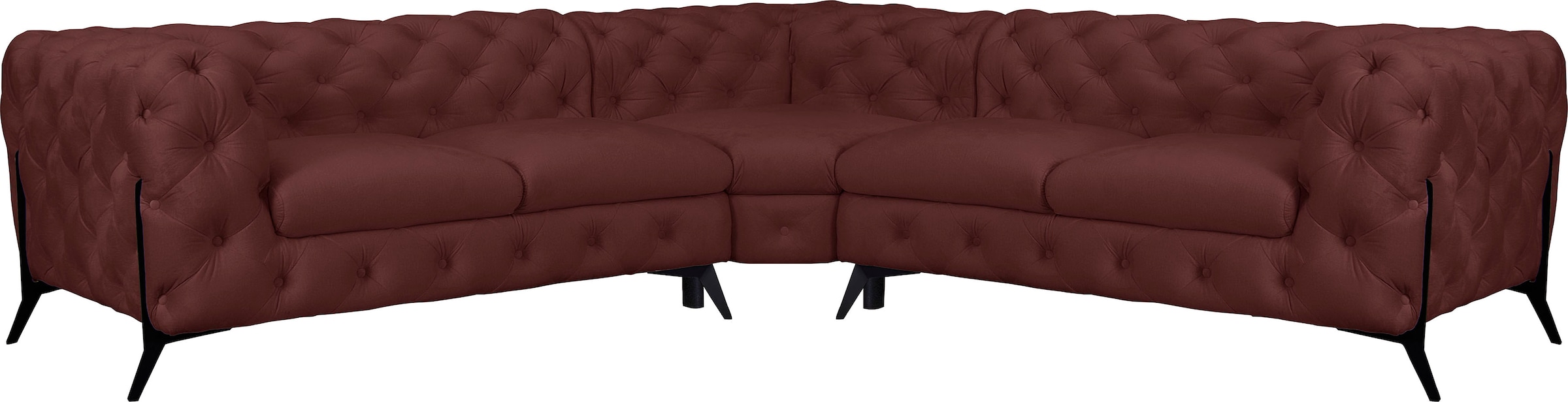 Leonique Chesterfield-Sofa "Amaury L-Form", Chesterfield-Optik, Breite/Tiefe je 262 cm, Fußfarbe wählbar