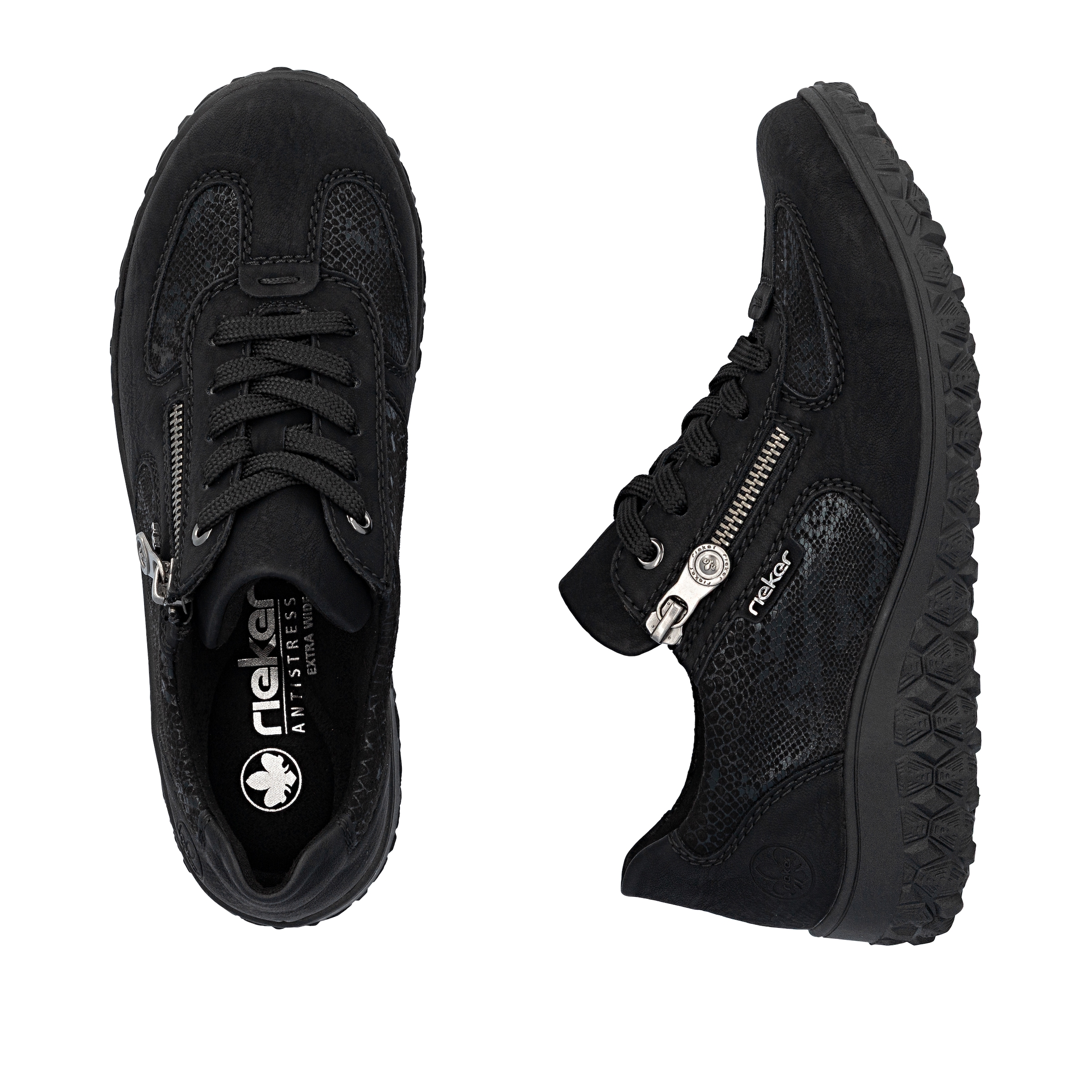Rieker Keilsneaker, Schnürschuh, Halbschuh, Freizeitsneaker mit Reißverschluss