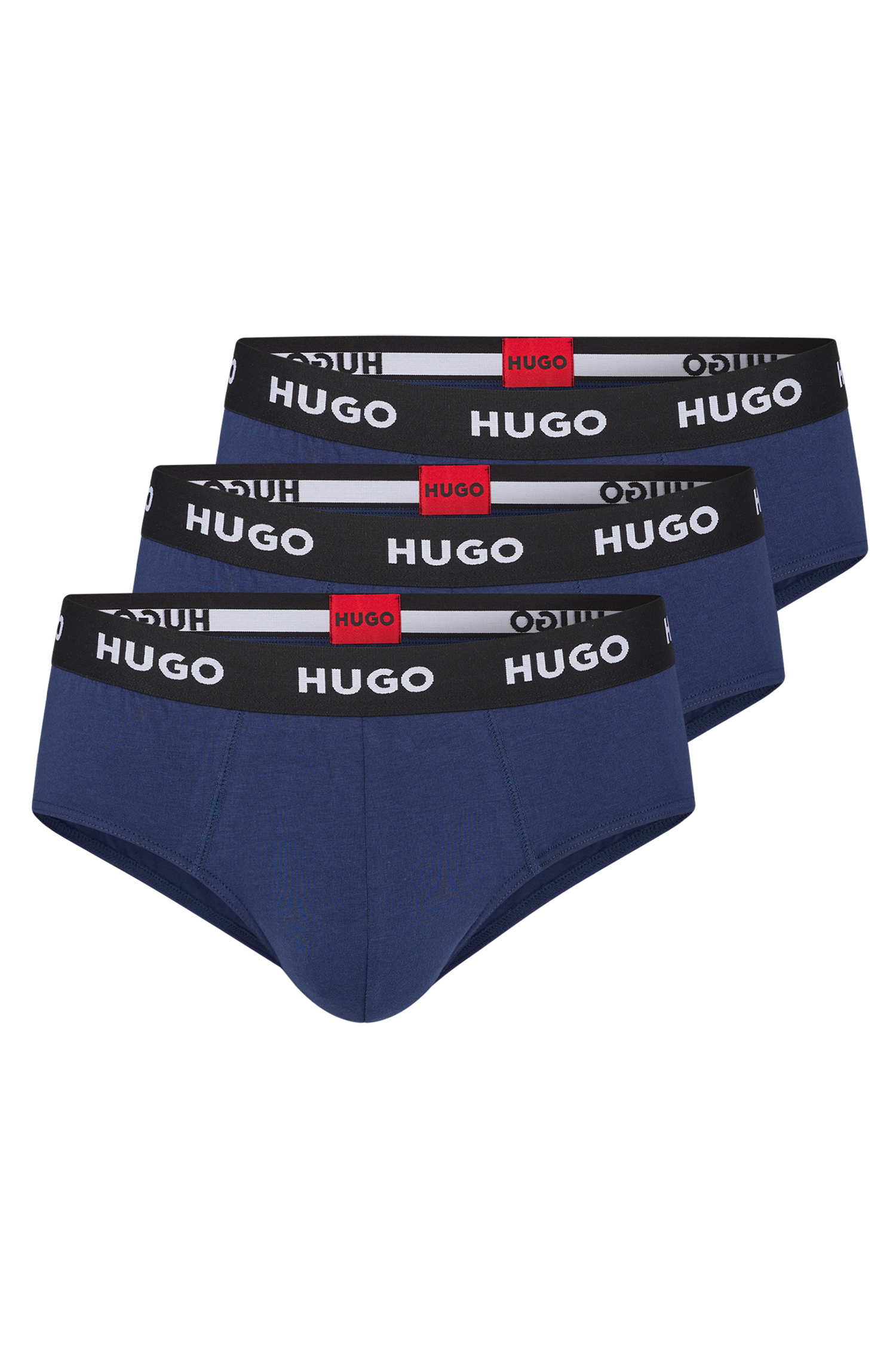 HUGO UNDERWEAR Herren Hüftslip "HIPBRIEF TRIPLETPACK", Gr. XL, blau, Jersey, Obermaterial: 95% Baumwolle, 5% Elasthan, Unterhosen, mit modischem HUGO