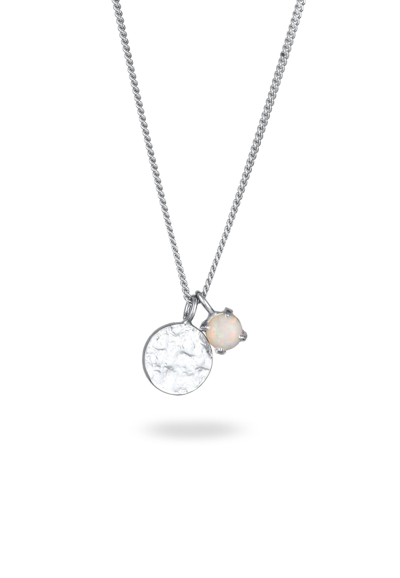 Elli Kette ohne Anhänger »Halskette Plättchen Synthetischer Opal Weiß 925 Sterling Silber«