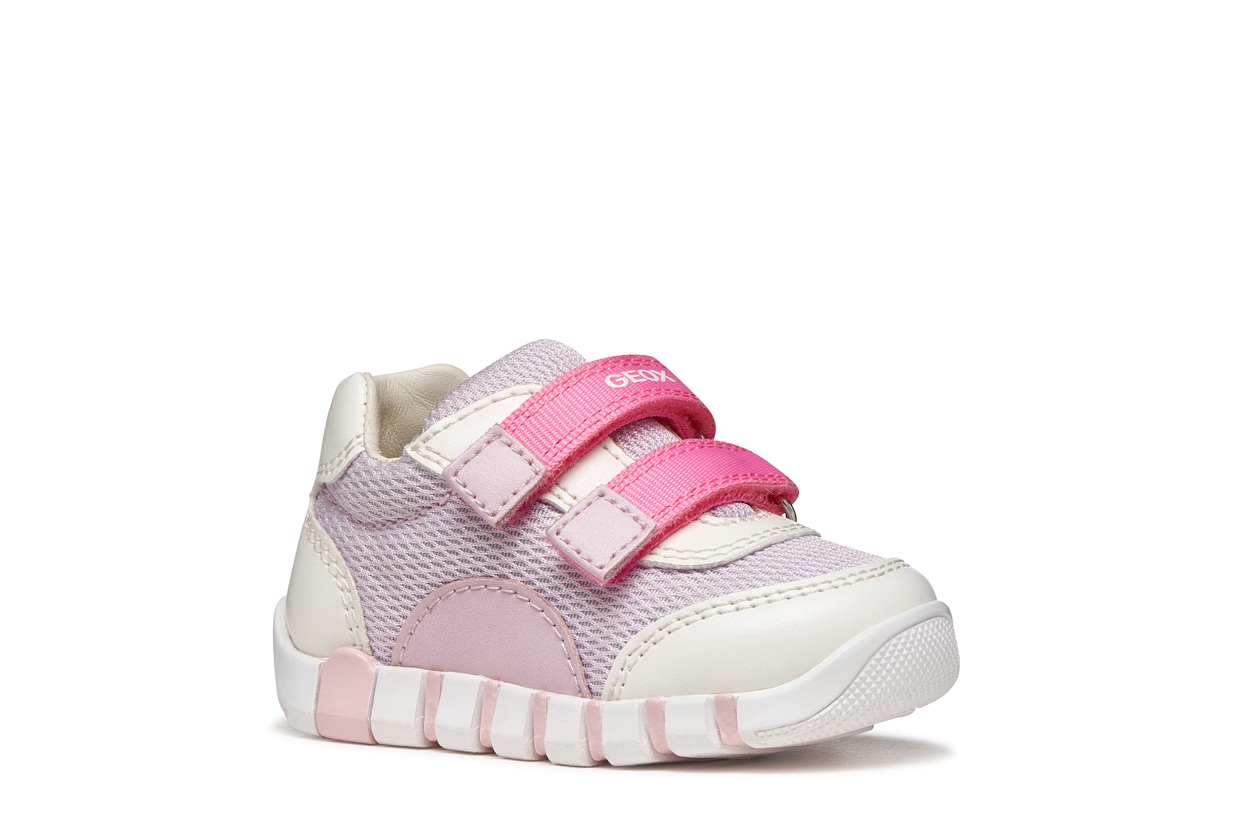 GEOX Baby Lauflernschuh "B IUPIDOO GIRL", Gr. 25lila, weiß, Lederimitat, Mesh, Mesh, kontrastfarbene Details, Schuhe, Babyschuh im Pastell-Look,