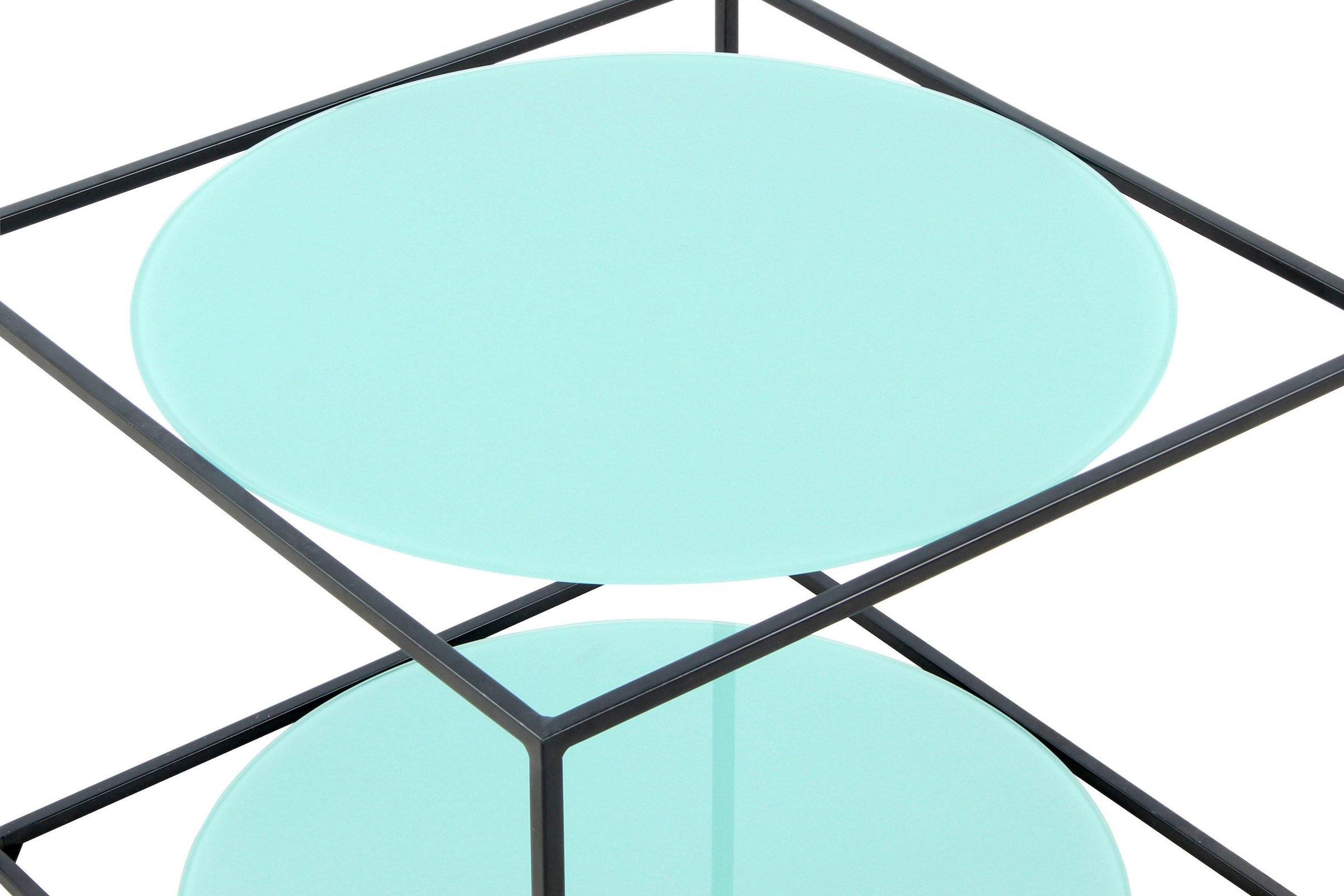 Kayoom Beistelltisch »Cody, Beistelltisch in Würfelform, offenes, modernes Design«, (1 St.), moderne Kubusform mit runden Ablageflächen aus Glas