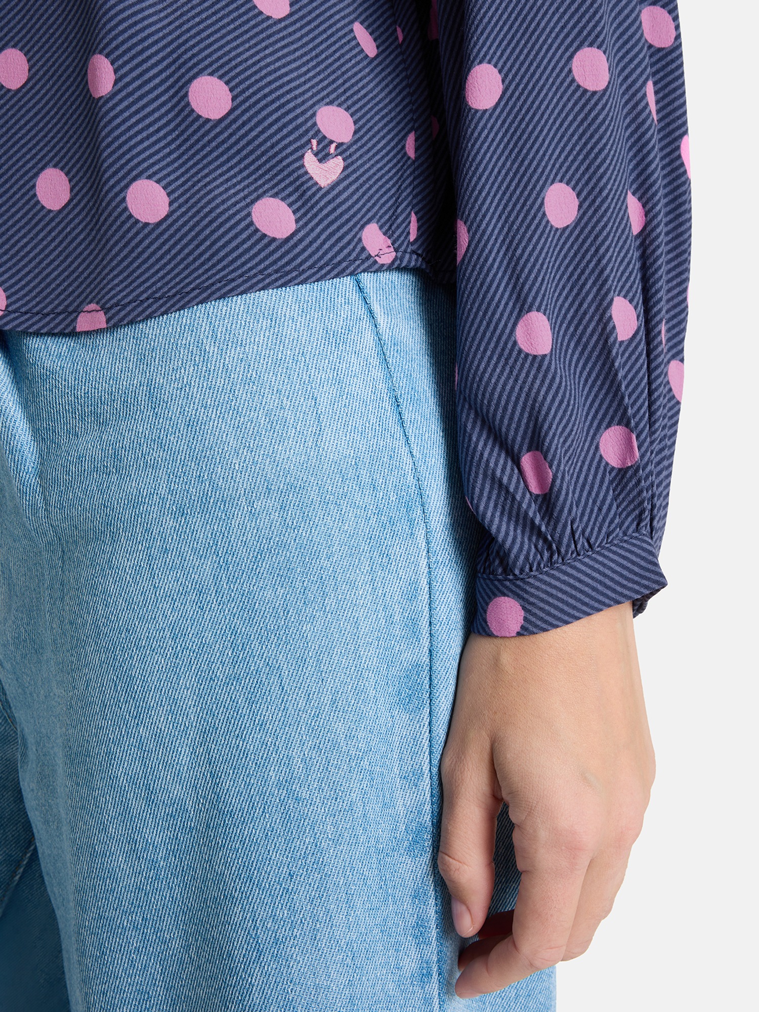 Thumbnail - Lieblingsstück Langarmbluse "EdiliaL" mit Knopfleiste, gepunktet