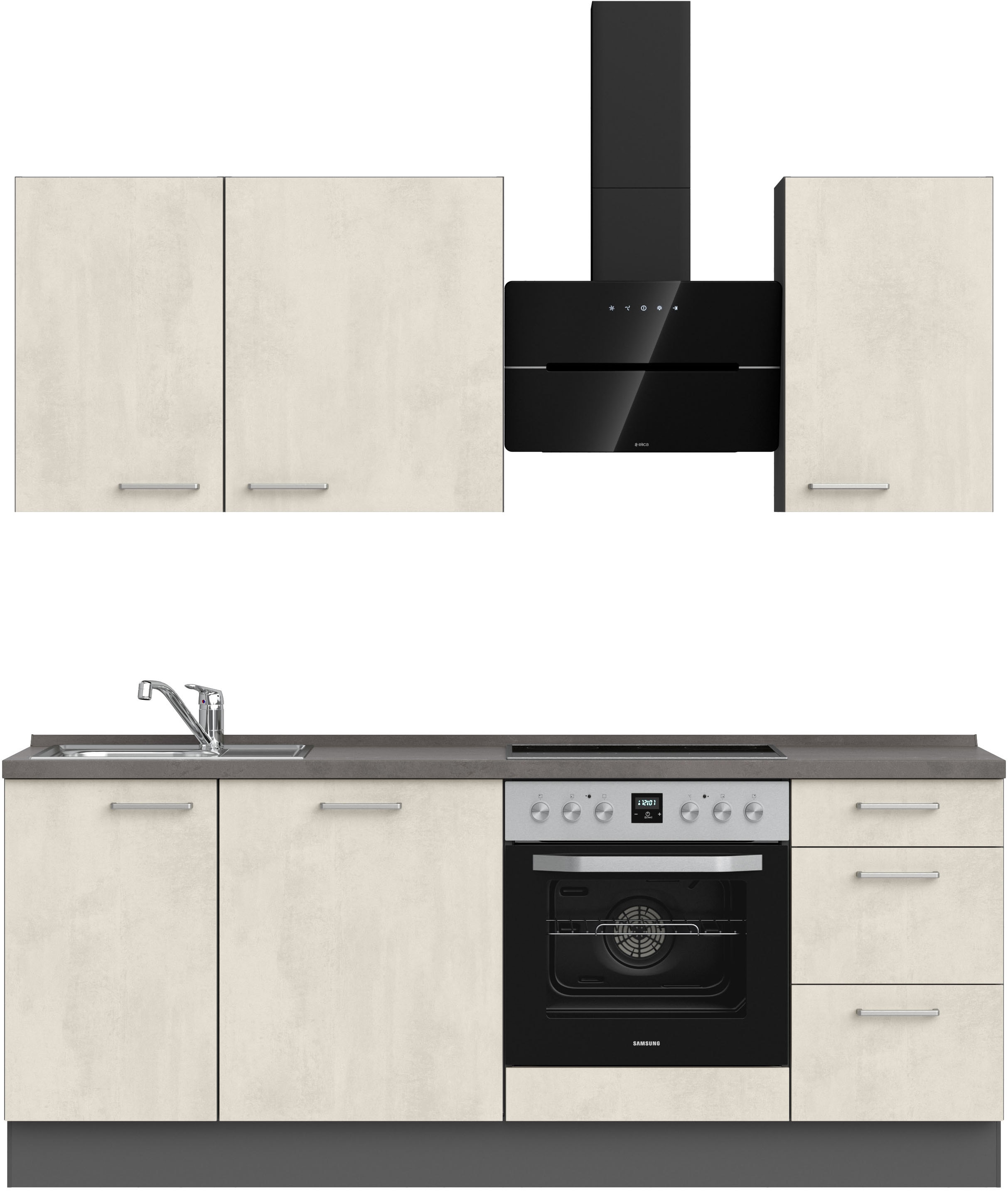 nobilia Küchenzeile ""Riva II", NEU: individuell anpassbar mit gratis Profi-Beratung" vormontiert, Breite 210 cm, Ausrichtung wählbar, wahlw. mit E-Geräten