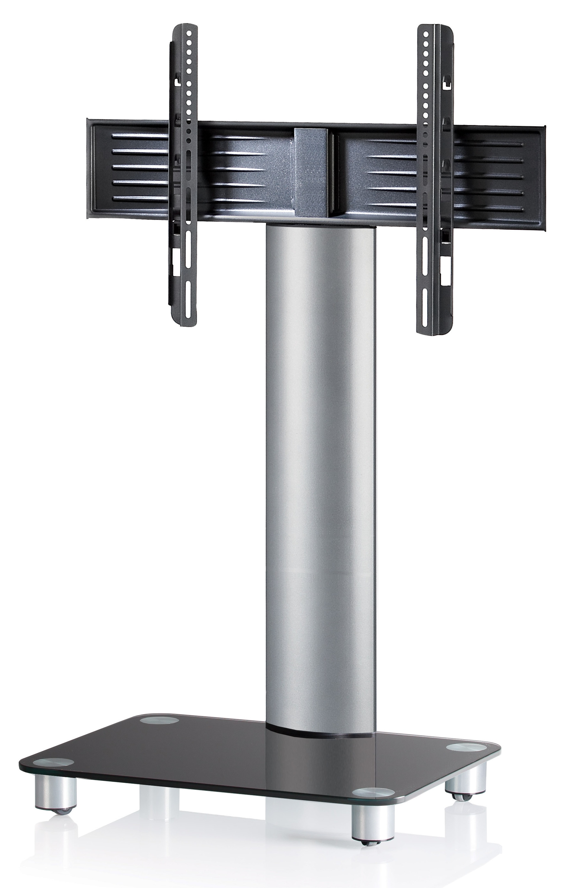VCM Wohnzimmertisch »TV Standfuß Ständer Rack Alu Glas Rollen Tosal«