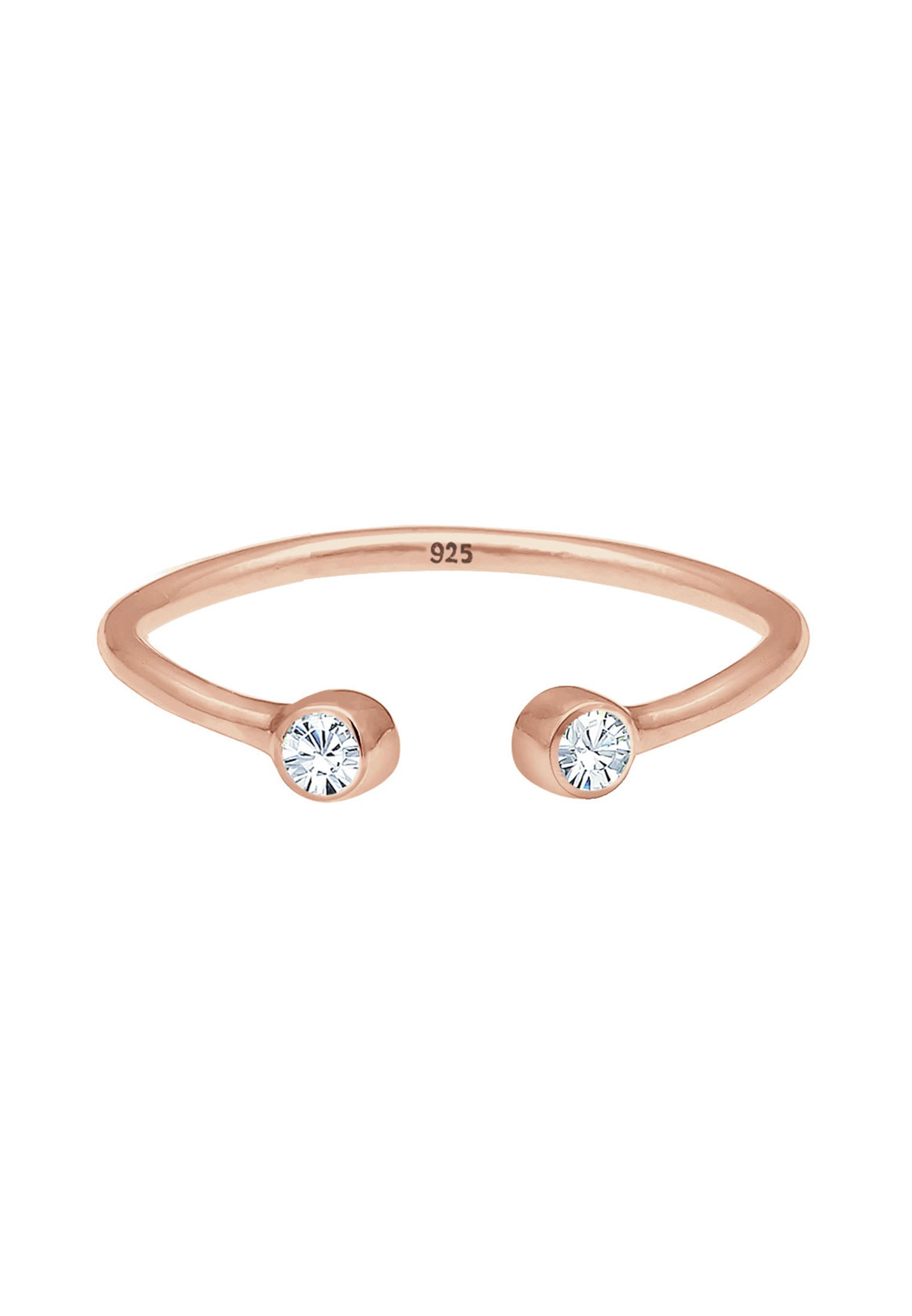 Elli Fingerring »Solitär offen mit Kristalle 925 Silber«