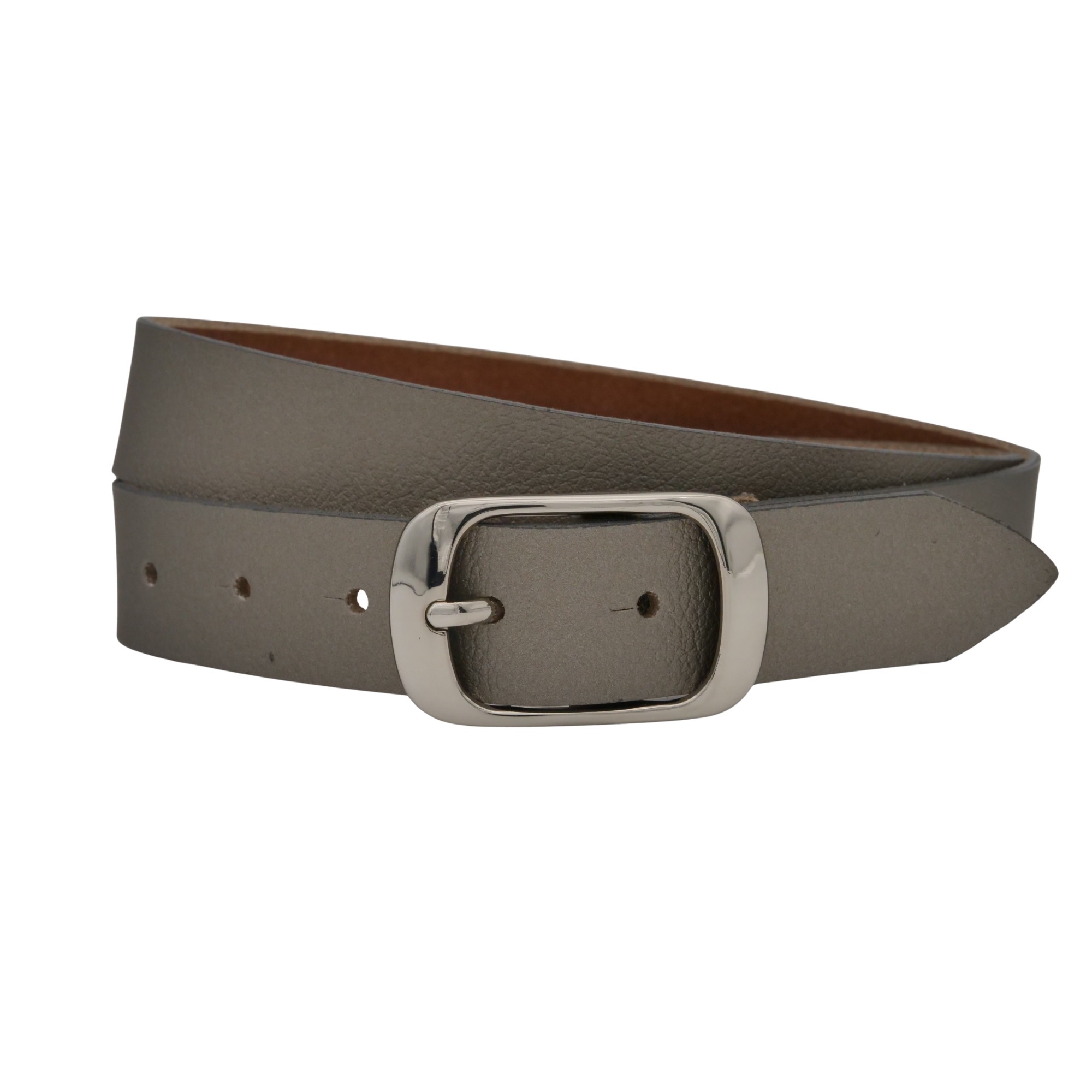Ledergürtel ANNAMATONI "AnnaMatoni Damen Ledergürtel in hochwertigem Veganem Nappa 3cm", Damen, Gr. TW110 - 125cm Gesamtlänge, silber 888, 100% Leder, Gürtel Ledergürtel