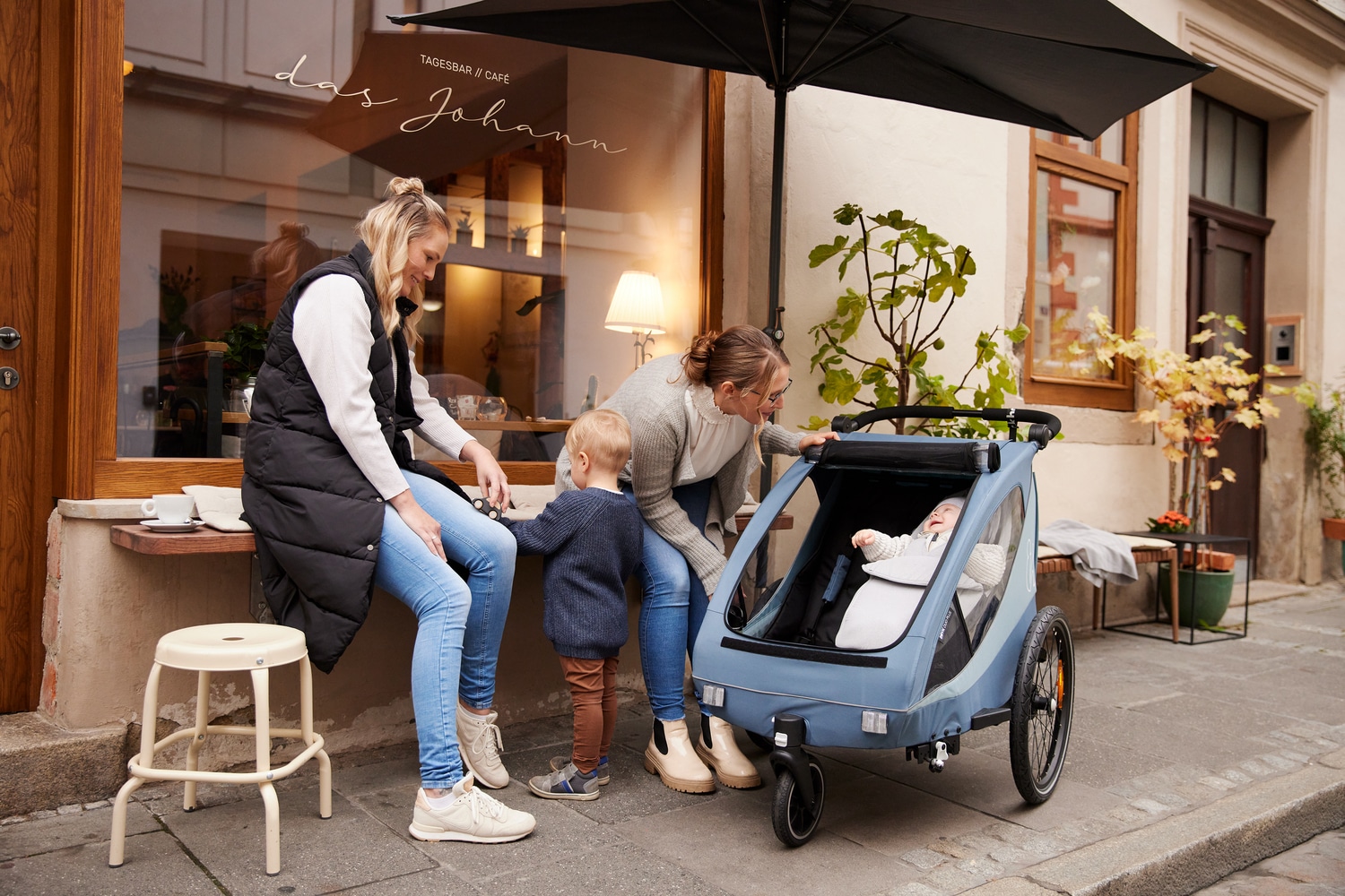 Hauck Fahrradkinderanhänger »2in1 Bike Trailer und Buggy Dryk Duo Plus, dark green«, für 2 Kinder; inklusive Deichsel