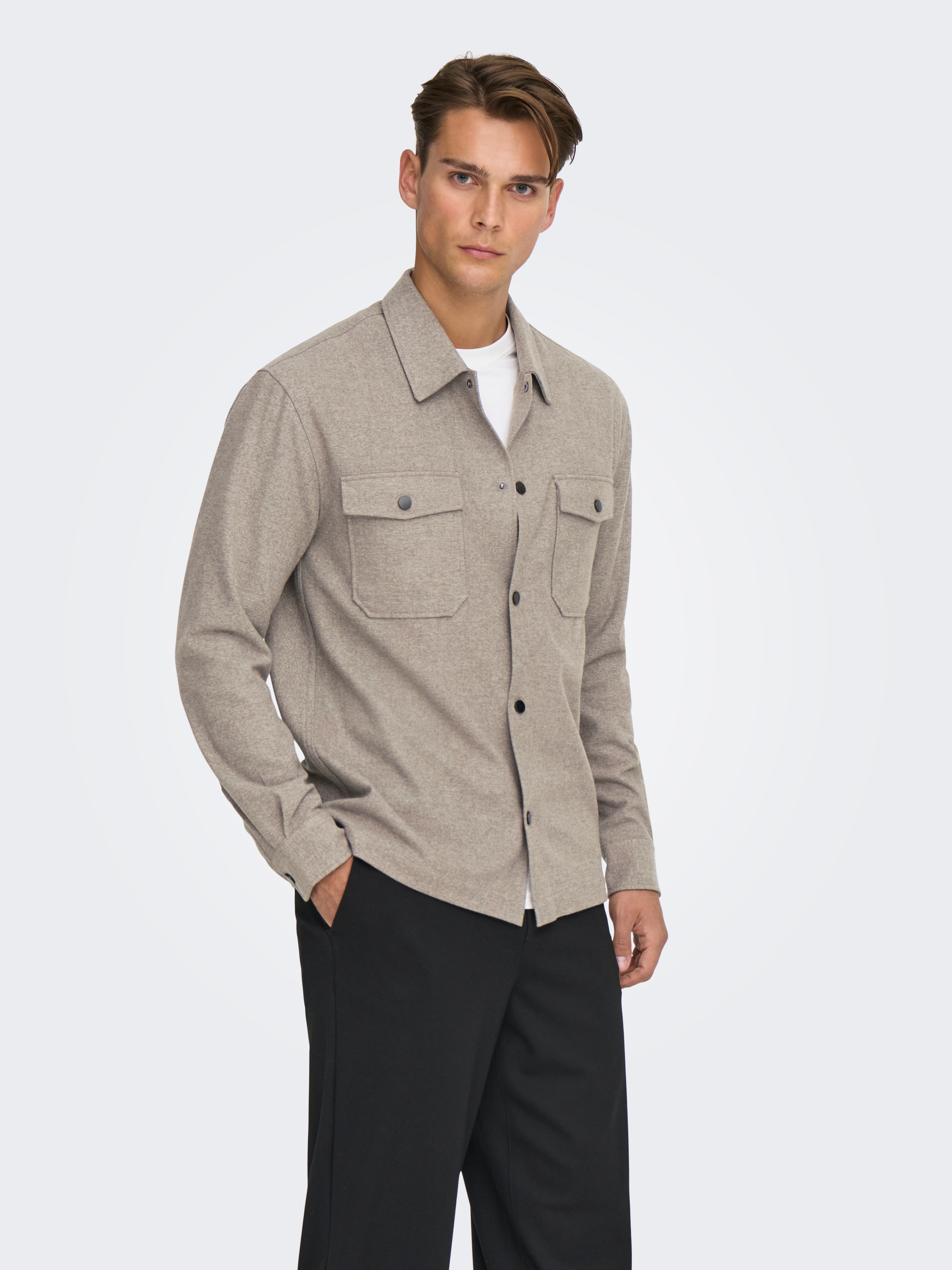 ONLY & SONS Langarmhemd "ONSMARK BRUSHED 0353 OVERSHIRT" Materialmix, regul günstig online kaufen