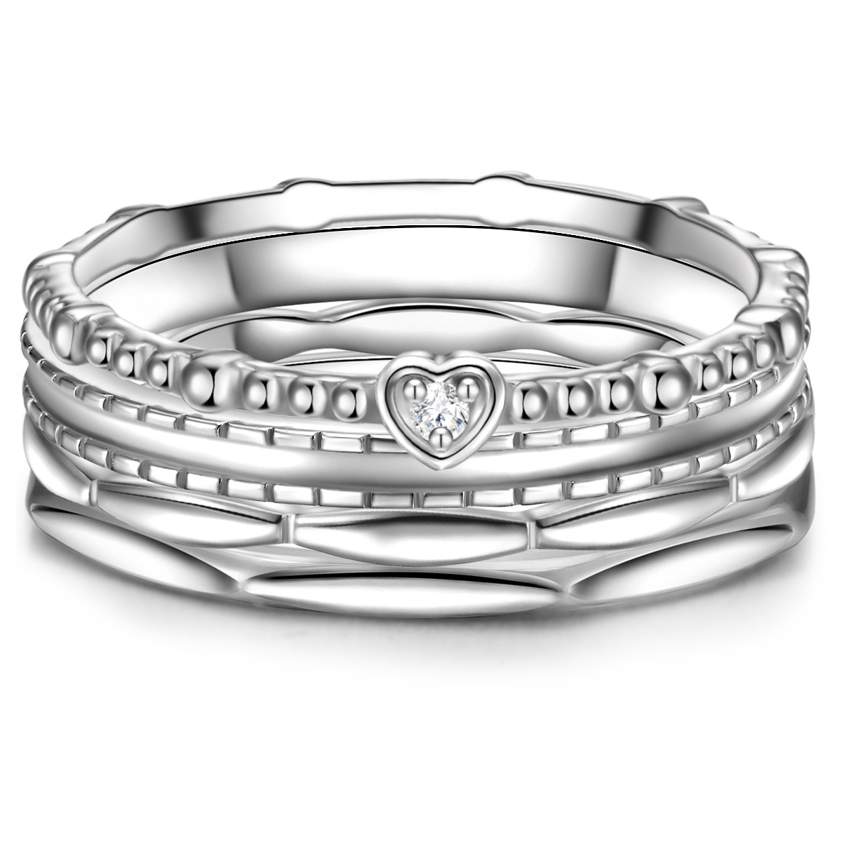 Fingerring GLANZSTÜCKE MÜNCHEN "Set: AV251" Gr. 60, silber, Fingerringe, Damen, 60, Silber 925 (Sterlingsilber), Fingerring, aus Sterling Silber mit Zirkonia