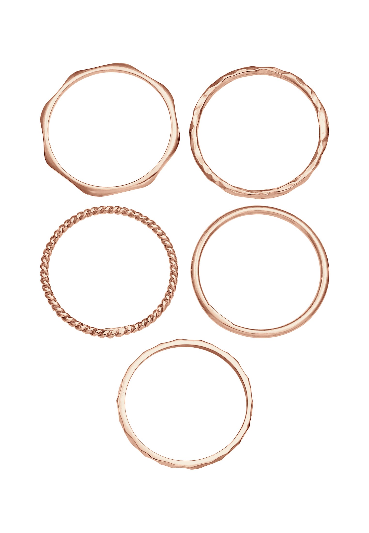 Ring-Set ELLI "Stapelring Stacking Boho Set (5 tlg.) 925 Sterling Silber" Gr. 54, rosa (rosegold), Fingerringe, Damen, 54mm, ohne Stein, Silber 925 (Sterlingsilber) 2