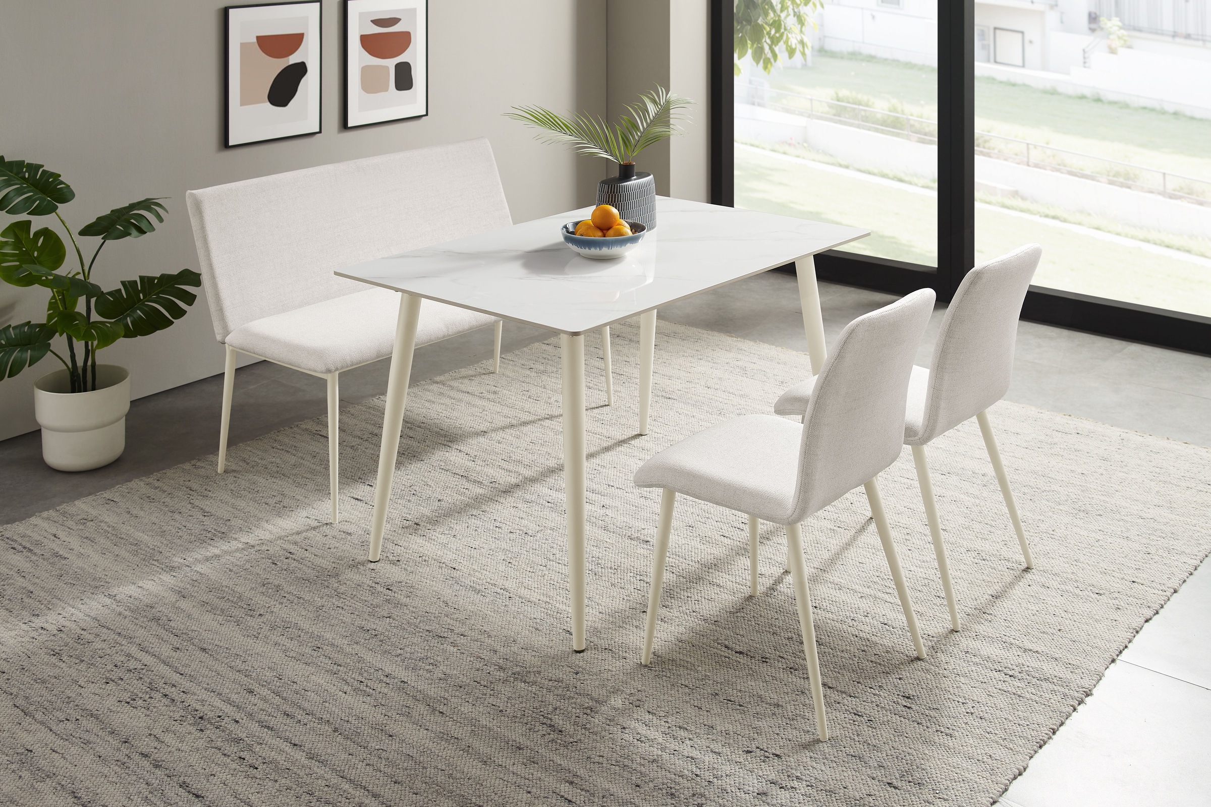 OTTO home Essgruppe "Kryce" Set, 120 cm Esstisch + 2 Stühle + Bank, 4 Stk. günstig online kaufen
