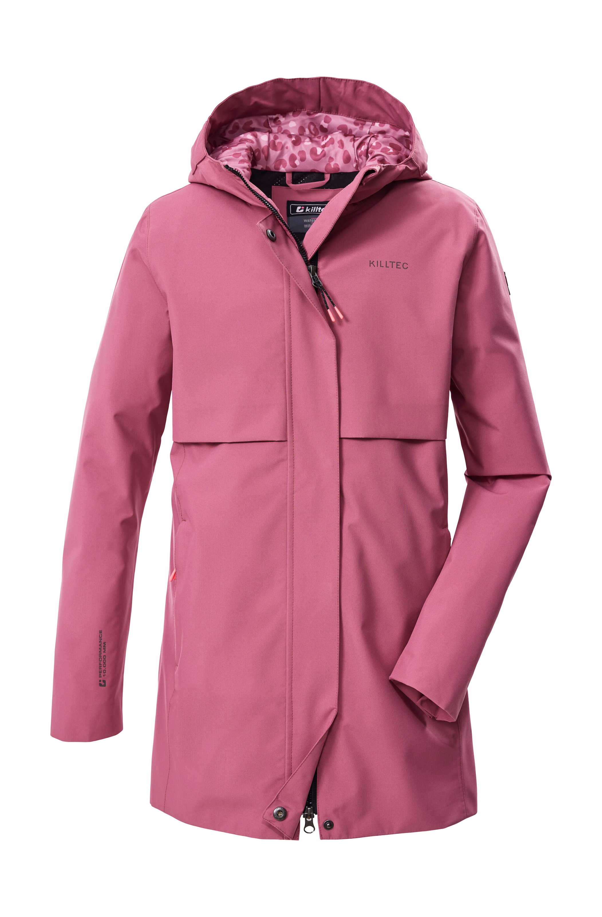 Killtec Parka "KOS 159 GRLS PRK" Wasserdichter Mädchenparka mit verstellbarer Kapuze und Leo-Muster