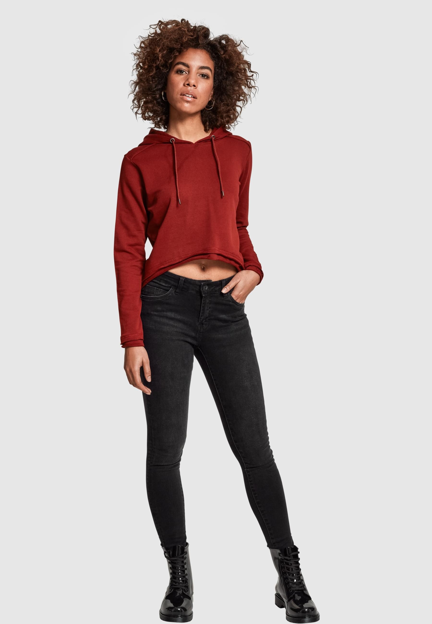 URBAN CLASSICS Rundhalspullover »Urban Classics Damen Ladies Cropped Terry Hoody«, (1 tlg.)