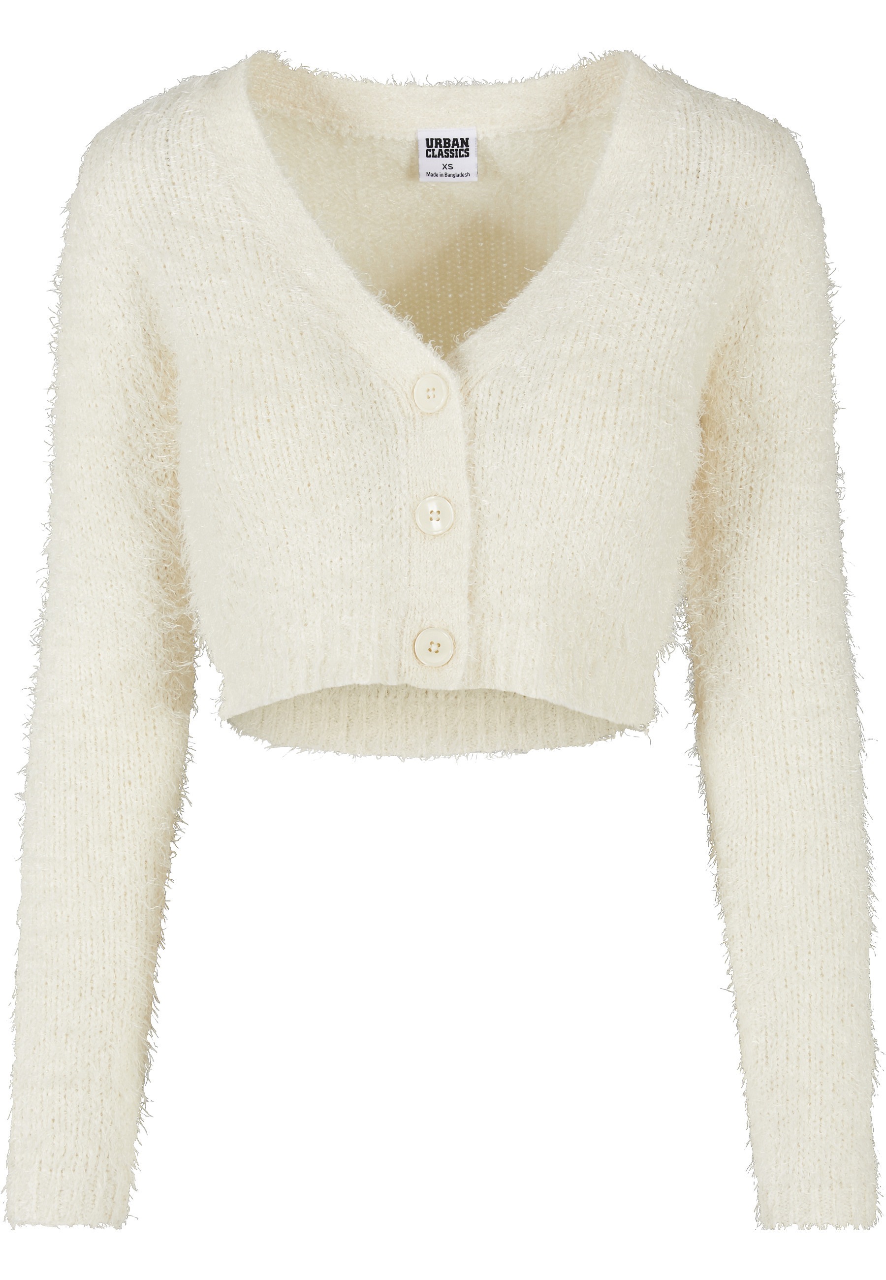 URBAN CLASSICS Cardigan "Urban Classics Damen Ladies Cropped Feather Cardigan" 1 Stk.