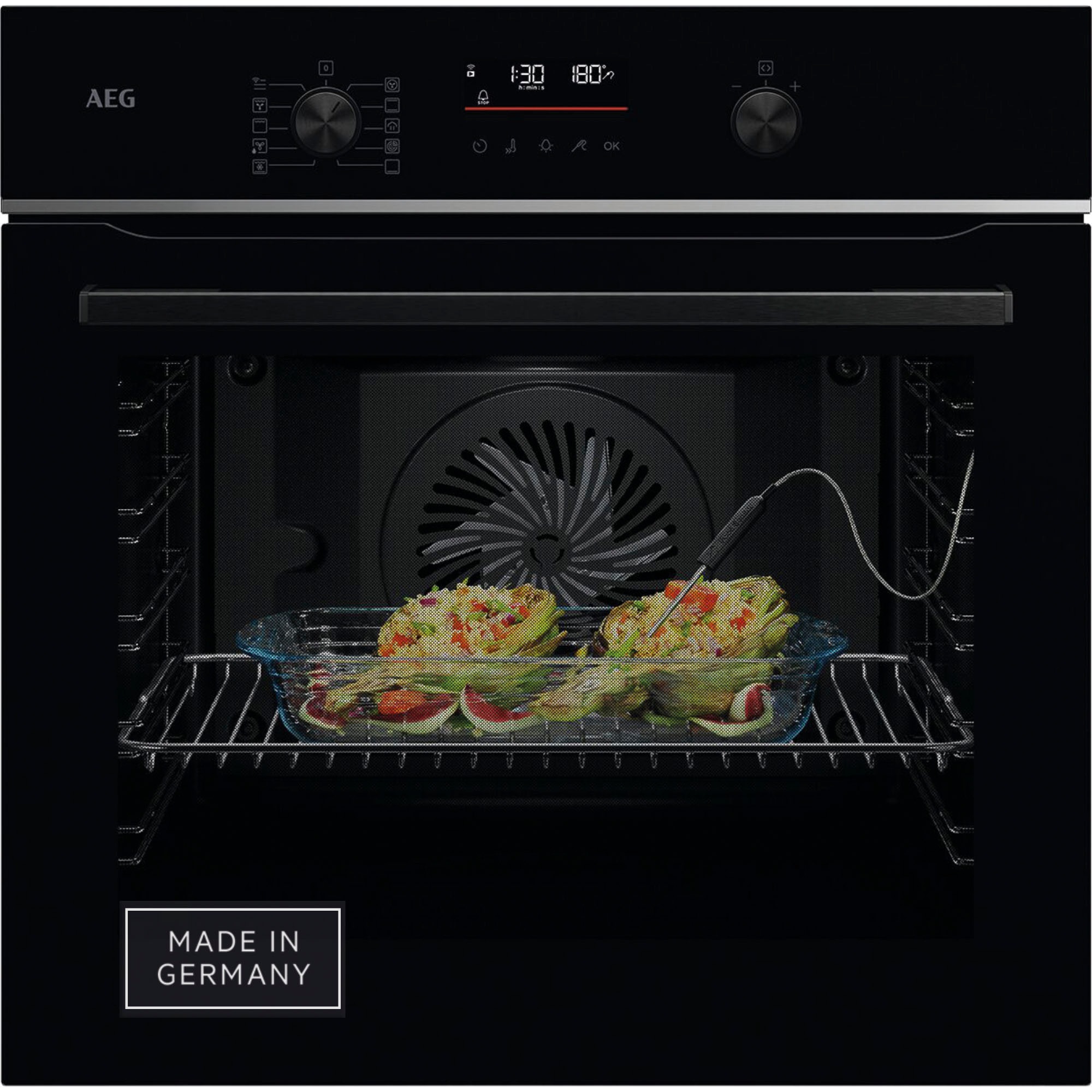 AEG Pyrolyse Backofen "TA5PB50WAB", B:59,5cm H:59,4cm T:56,7cm, schwarz, Backöfen, Backofen mit Dampfzugabe, Pyrolyse Selbstreinigung, Made in Germany