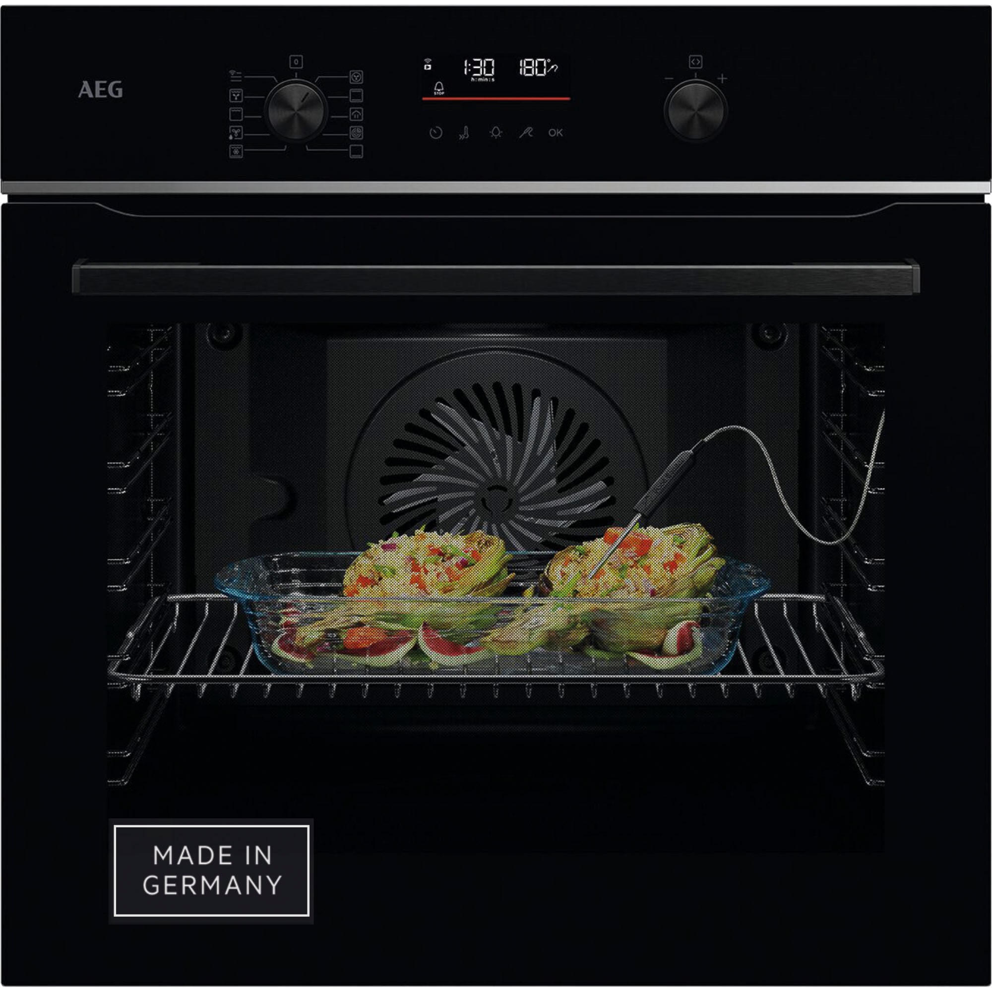 AEG Pyrolyse Backofen "TA5PB50WAB", B:59,5cm H:59,4cm T:56,7cm, schwarz, Backöfen, SteamBake-Dampfzugabe für knuspriges, saftiges Gebäck, Made in
