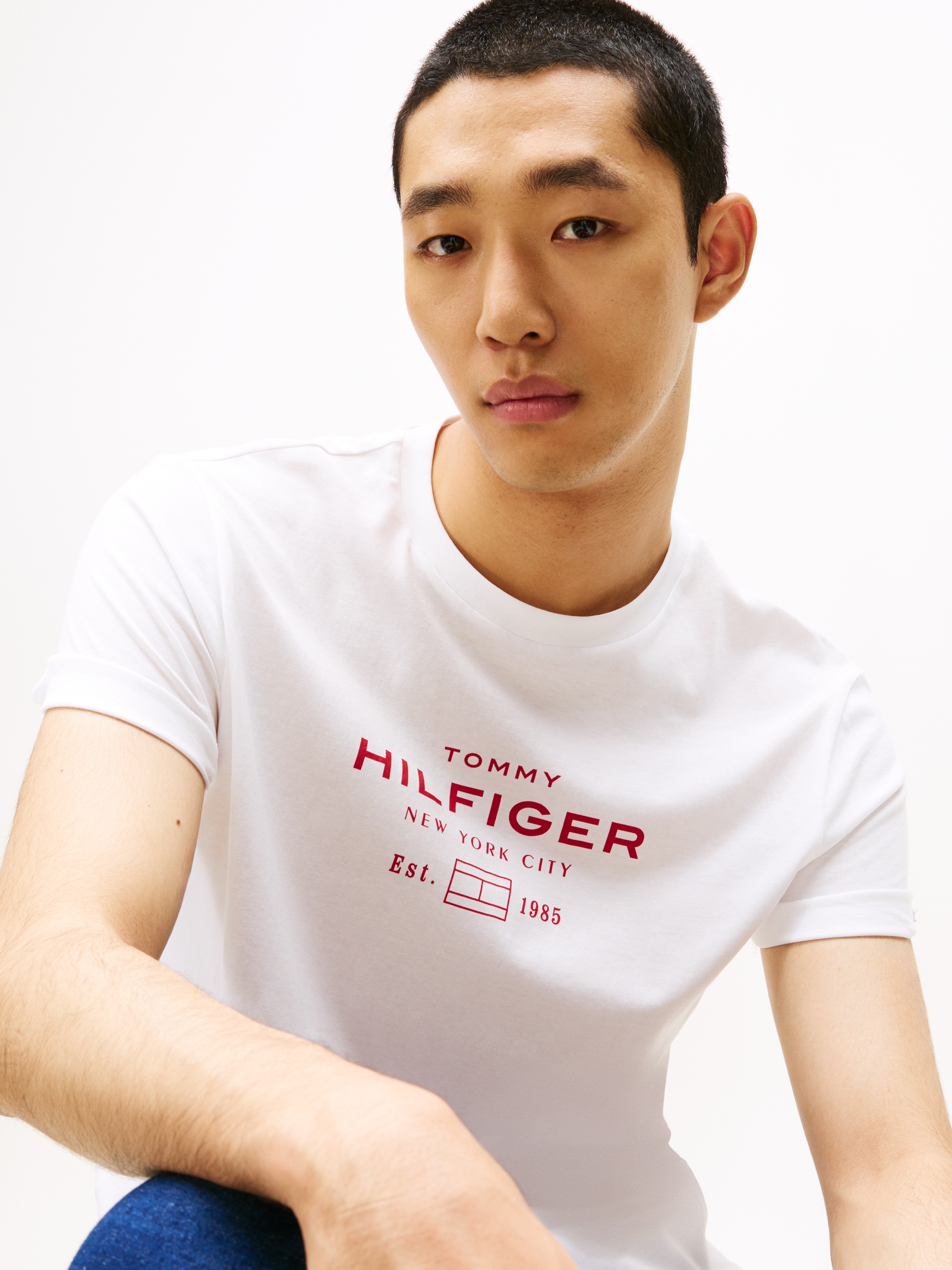 Tommy Hilfiger T-Shirt »HILFIGER STACK GRAPHIC TEE«, Regular fit mit Rundhalsausschnitt