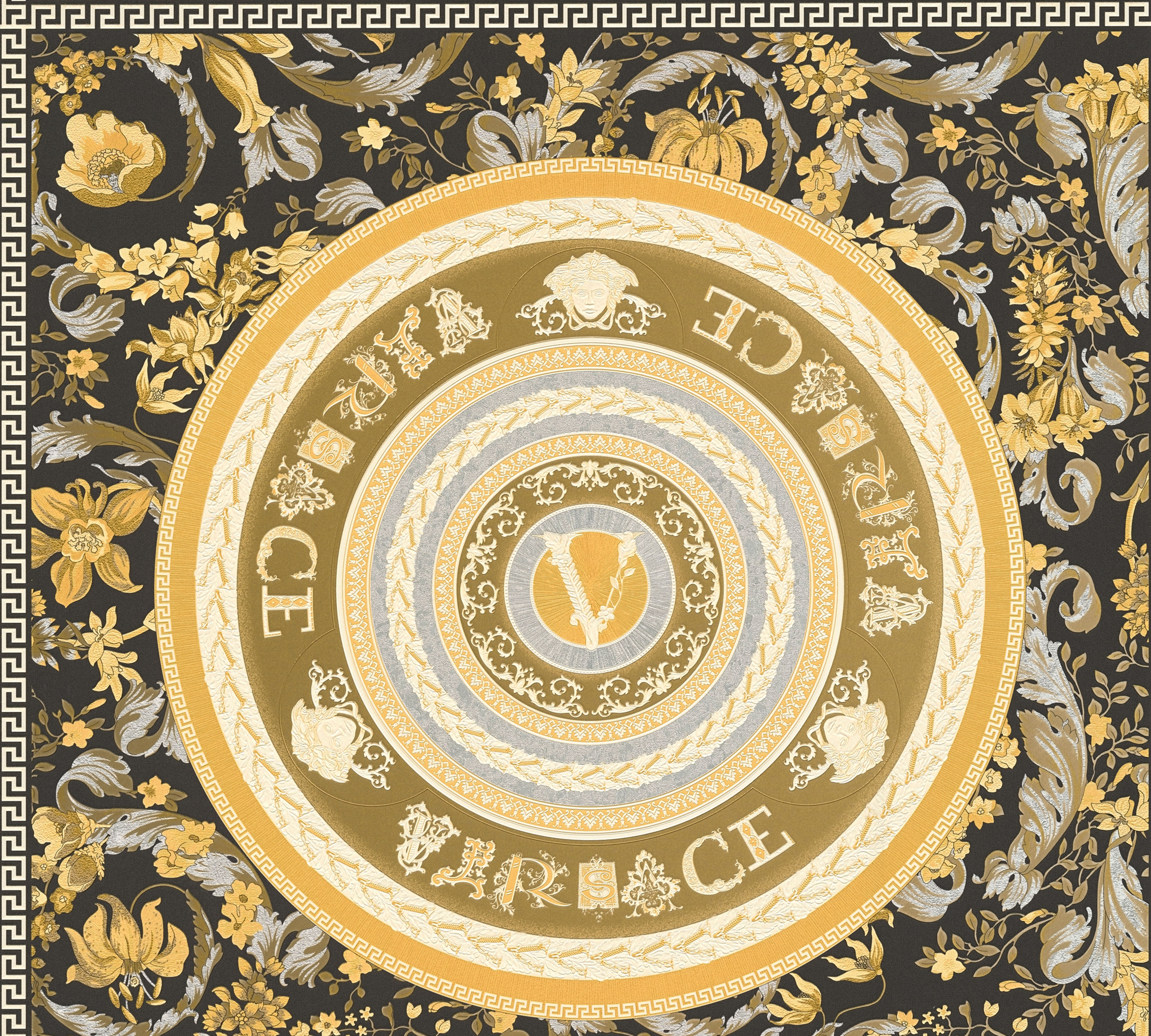 Versace "Wallpaper Versace 5 Floral Design" abstrakt gemustert leicht glänzend leicht strukturiert Designertapete auffallende Fliesen-Tapete Tapeten Wohnzimmer modern