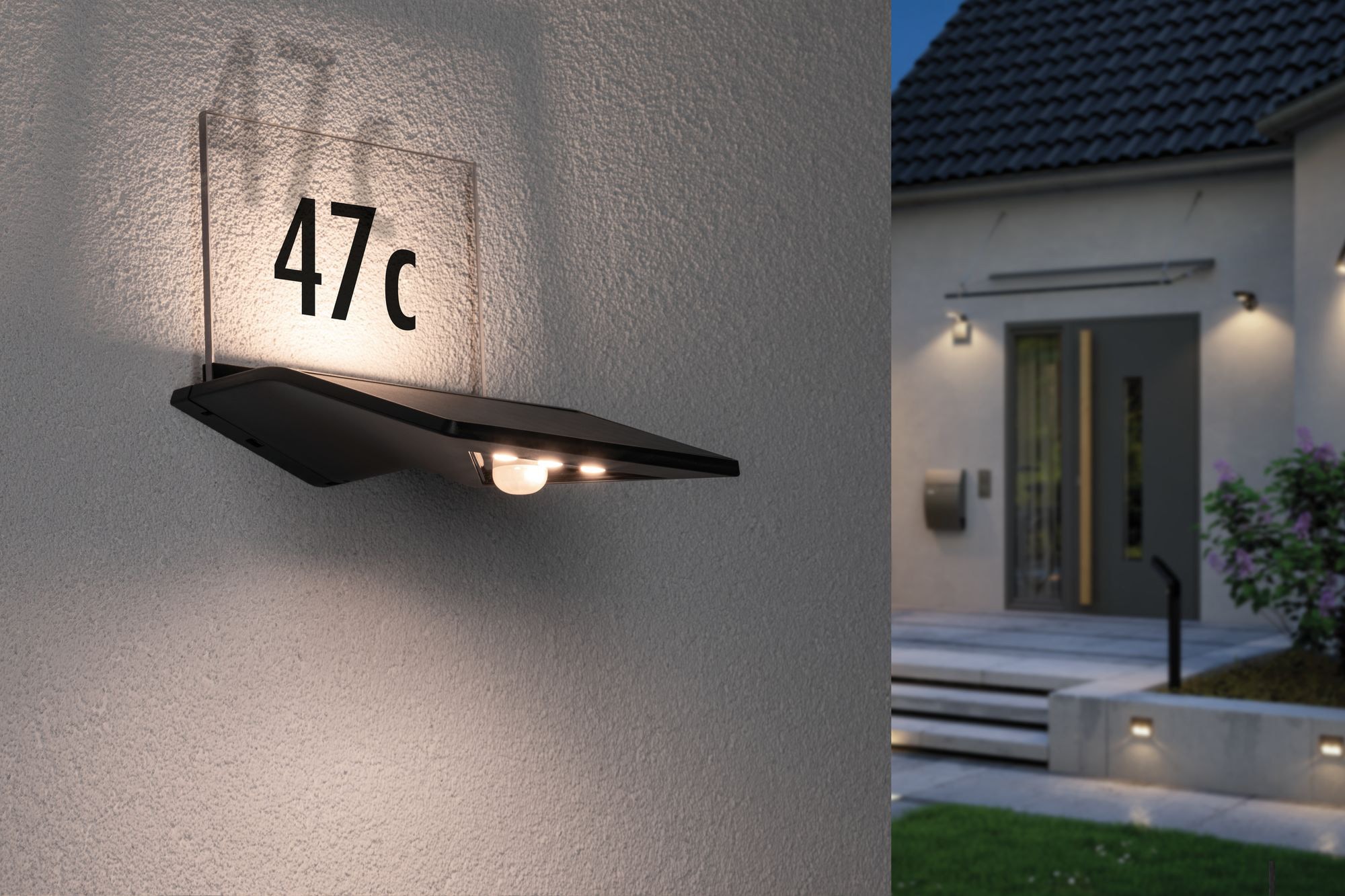 Paulmann LED Bewegungsmelder Außen-Wandleuchte mit Hausnummernleuchte, 3 | »Yoko«, flammig-flammig, BAUR Solar