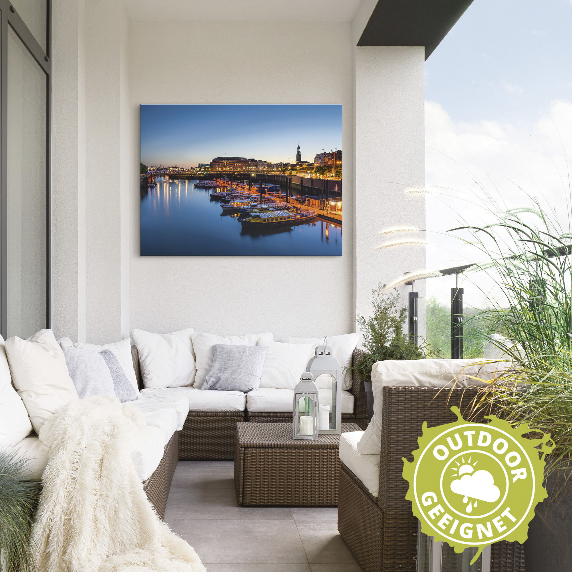 Thumbnail - Artland Wandbild "Hamburg Hafen Panorama mit Michel", Deutschland, (1 St.), als Alubild, Outdoorbild, Leinwandbild, Post...
