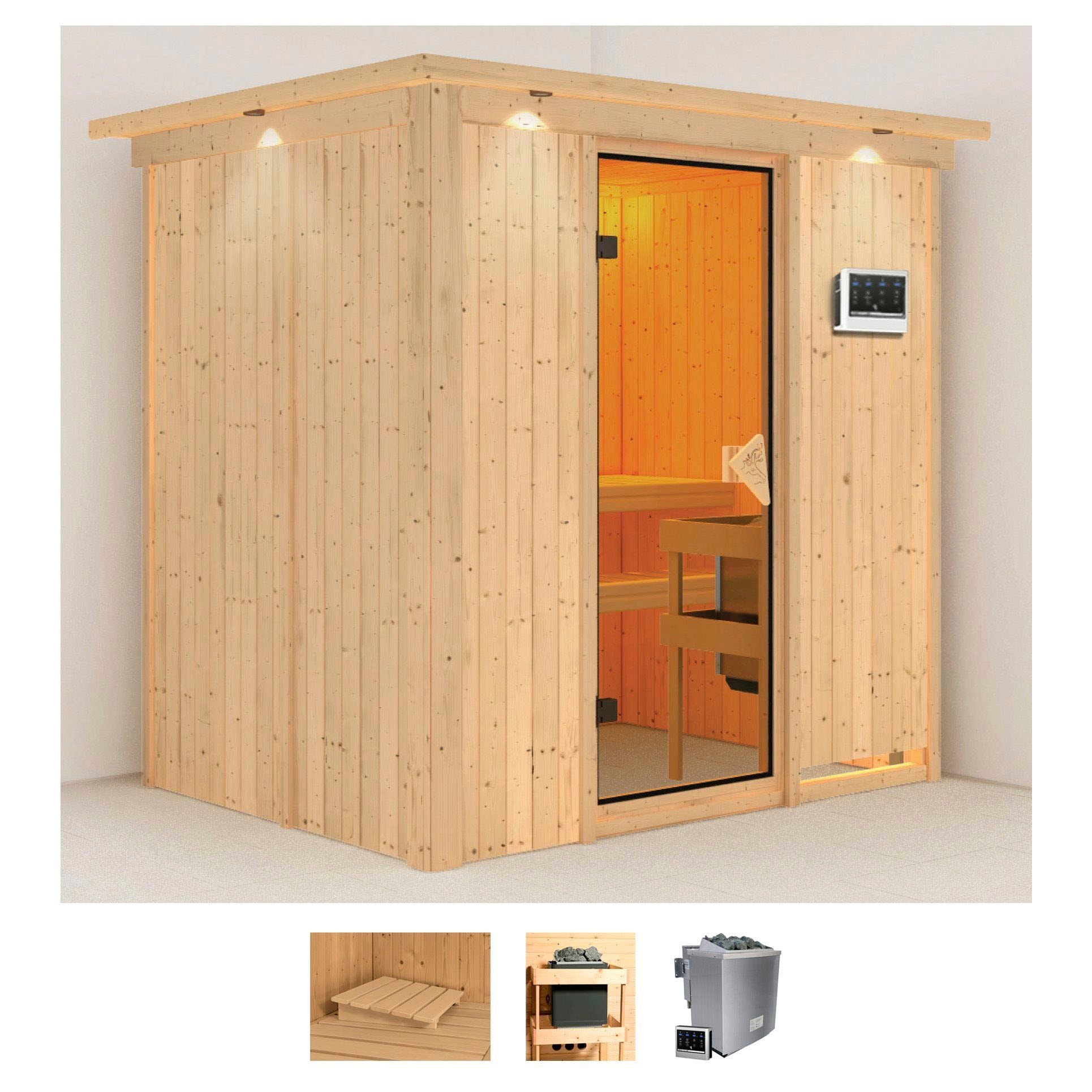 Karibu "Bedine" Set, Ofen 9 kW Bio externe Strg easy