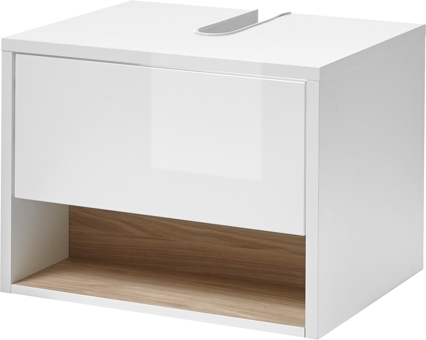 Home affaire Waschbeckenunterschrank "Studio Line, Badschrank in Hochglanz Weiß, Waschtisch" in zwei Farben verfügbar, ausreichend Stauraum
