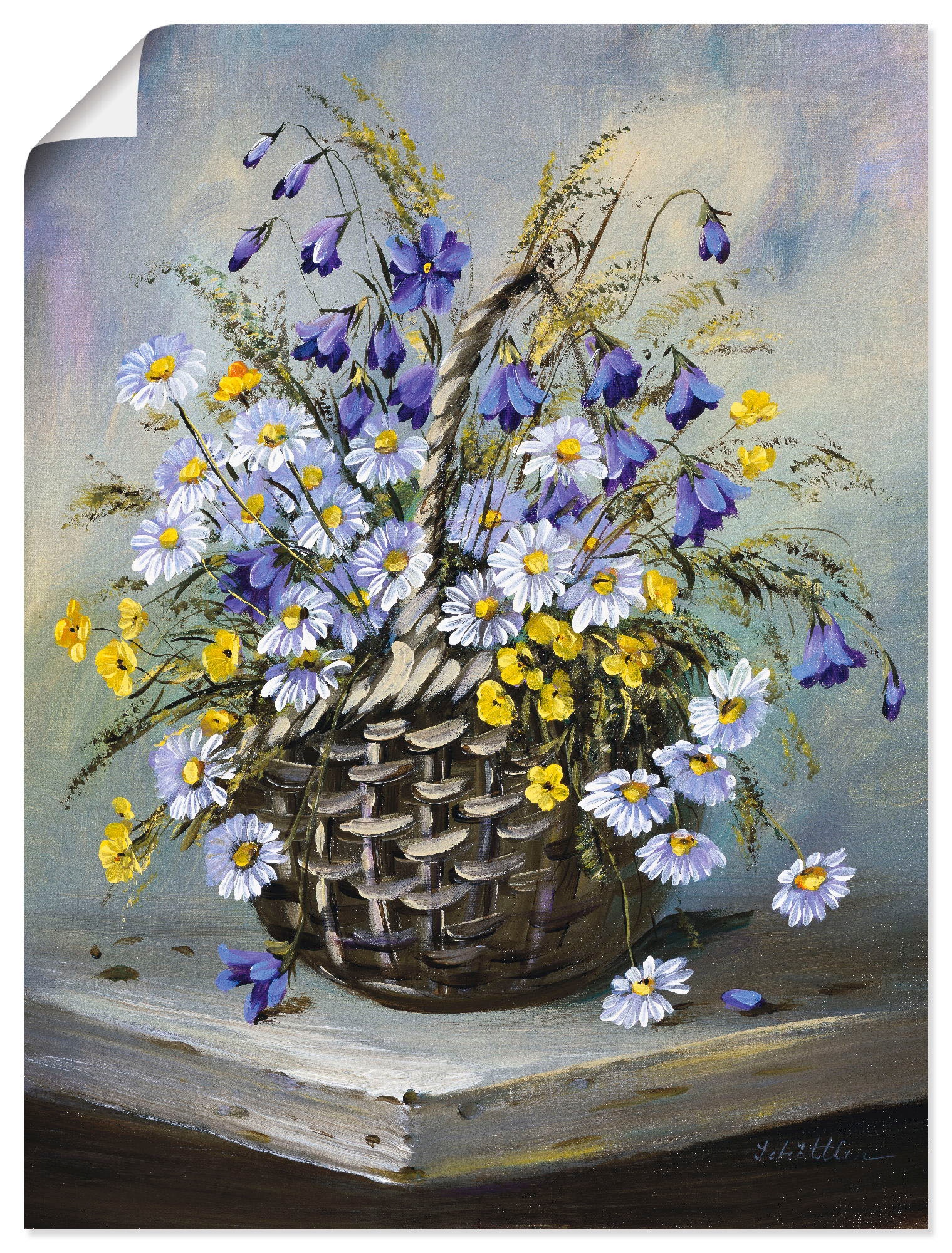 Artland Wandbild "Bunter Korb" Blumen 1 Stk. tlg. als Leinwandbild, Poster in verschied. Größen