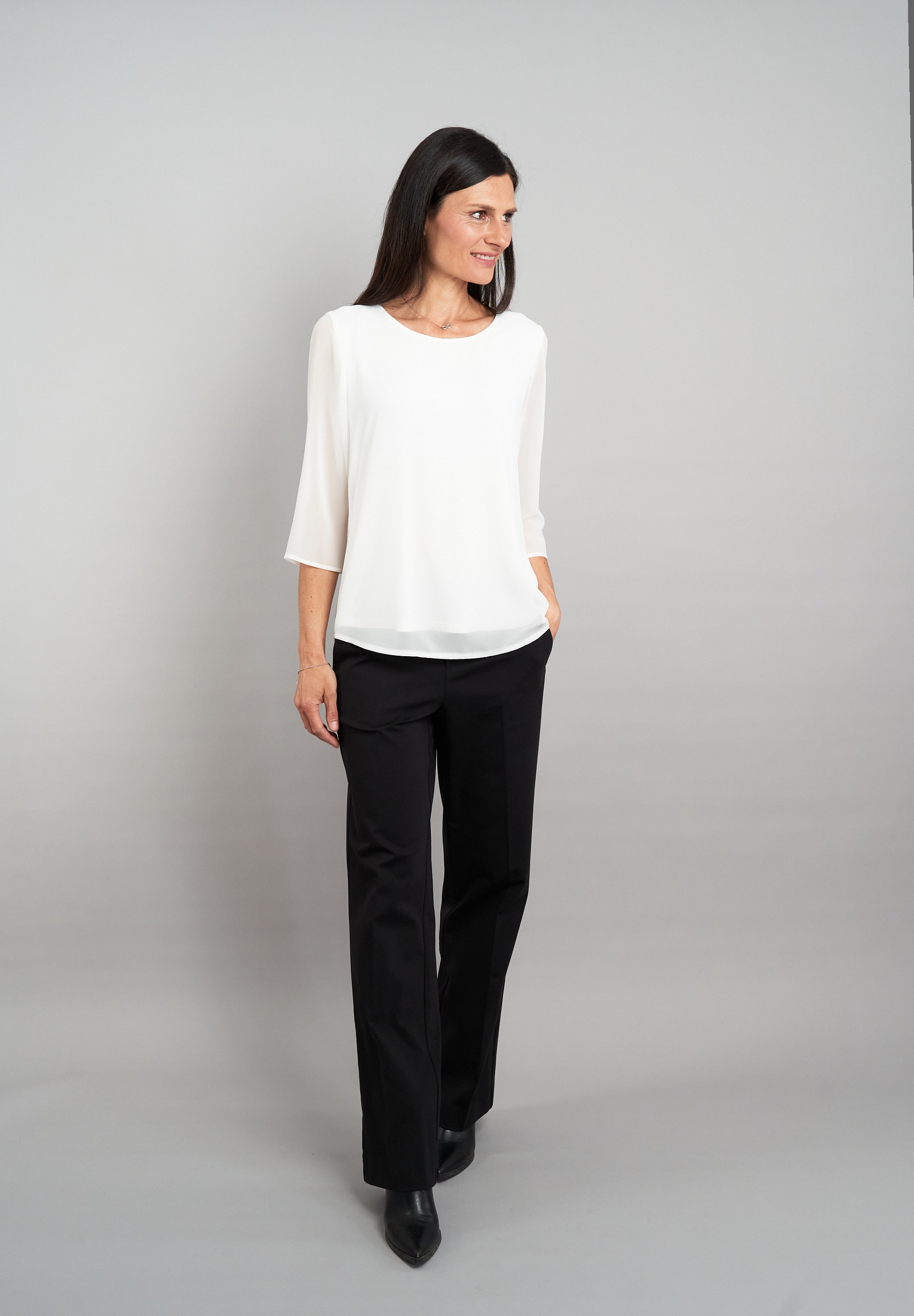 Seidel Moden Chiffonbluse, mit 3/4-Armen und in Doppel-Layer-Optik