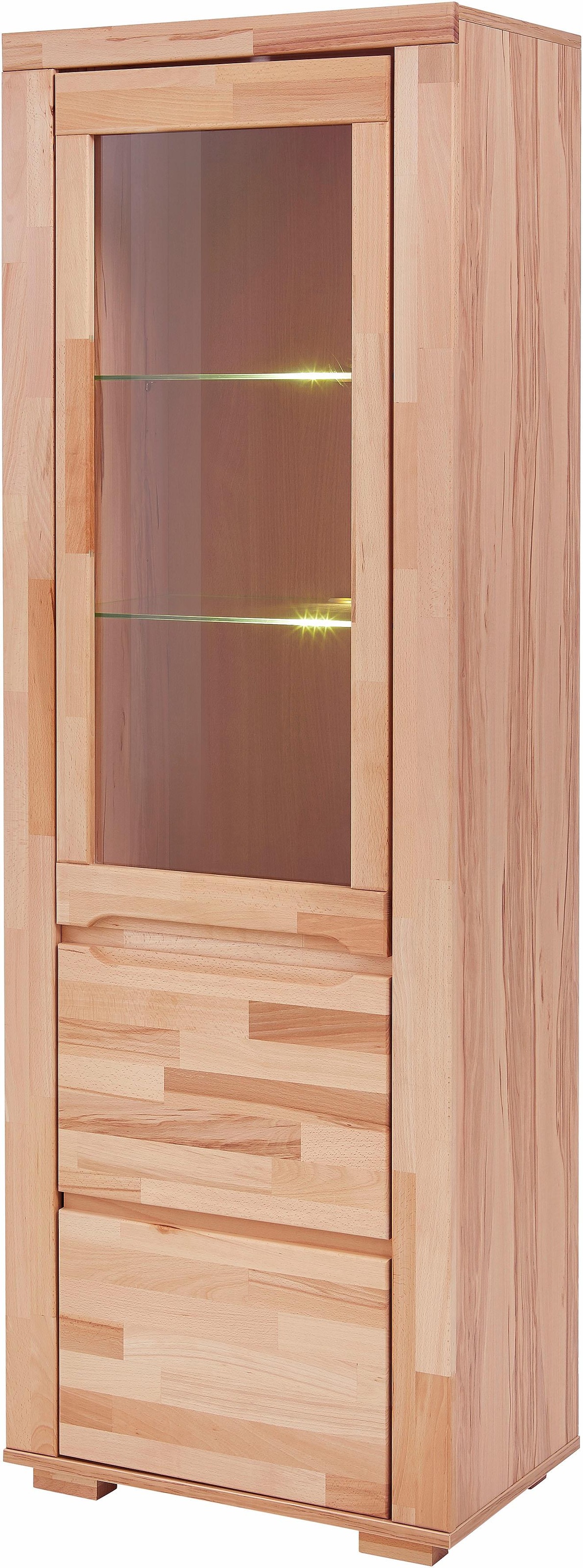 OTTO home Vitrine "DENIS75, 5 Fächer, Teilmassiv, 1 Tür mit Glaseinsatz, gr günstig online kaufen