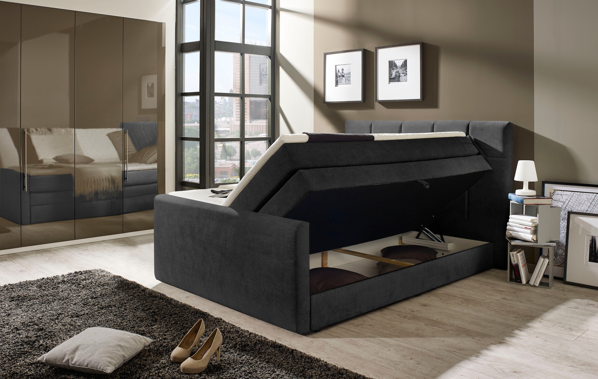 Places of Style Boxspringbett »Atlanta«, inklusive Topper und Bettkasten
