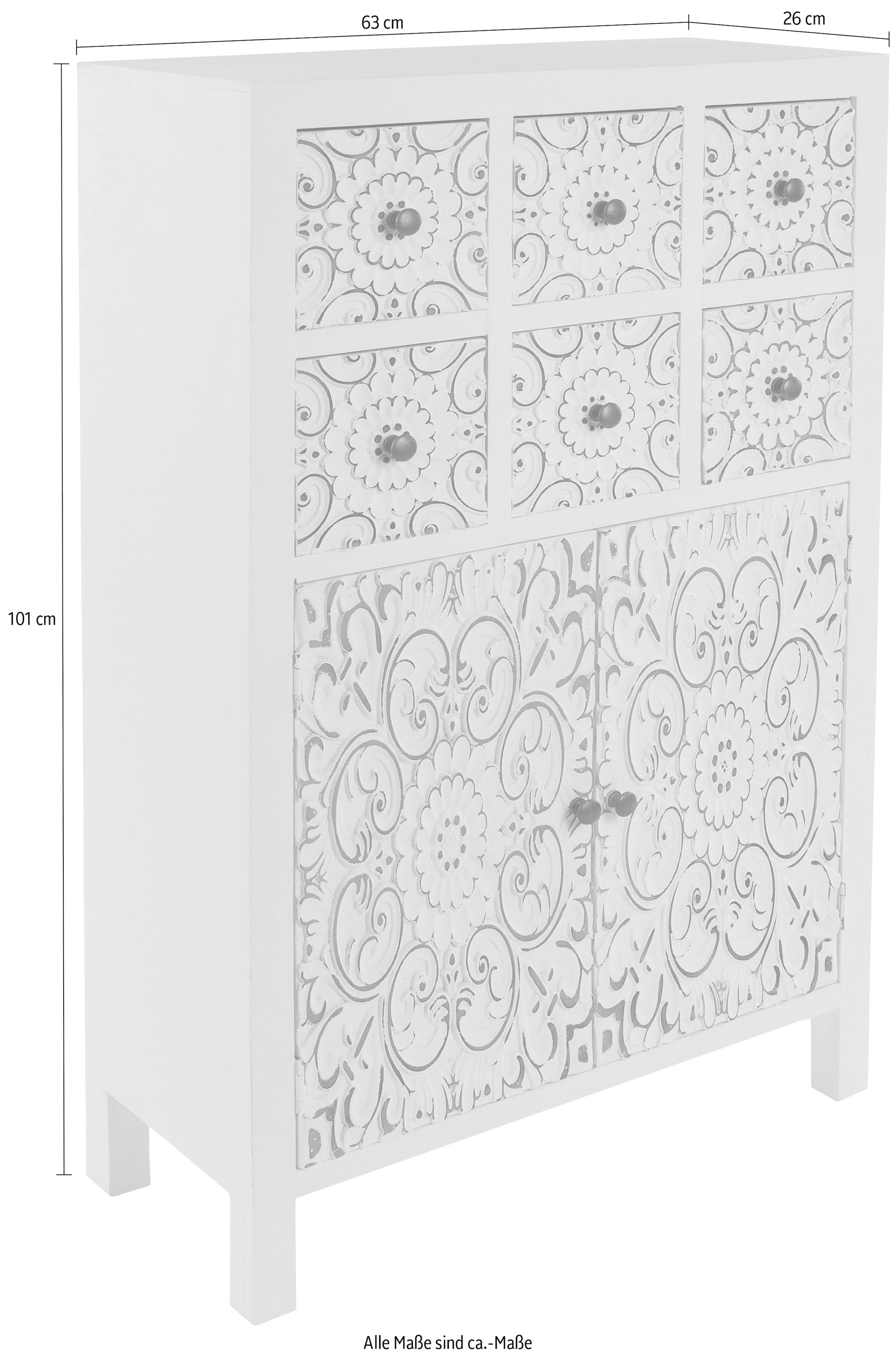 my Flair Kommode »Felicitas«, Kommode im orientalischem Design, 6 Schubladen, doppelte Ablagfläche