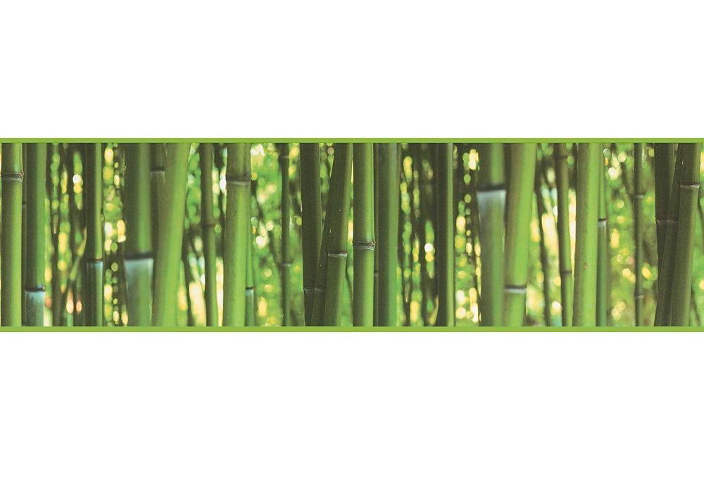 living walls Bordüre "Stick Ups", Wald, Bordüre selbstklebend Tapete Grün matt Bambus glatt