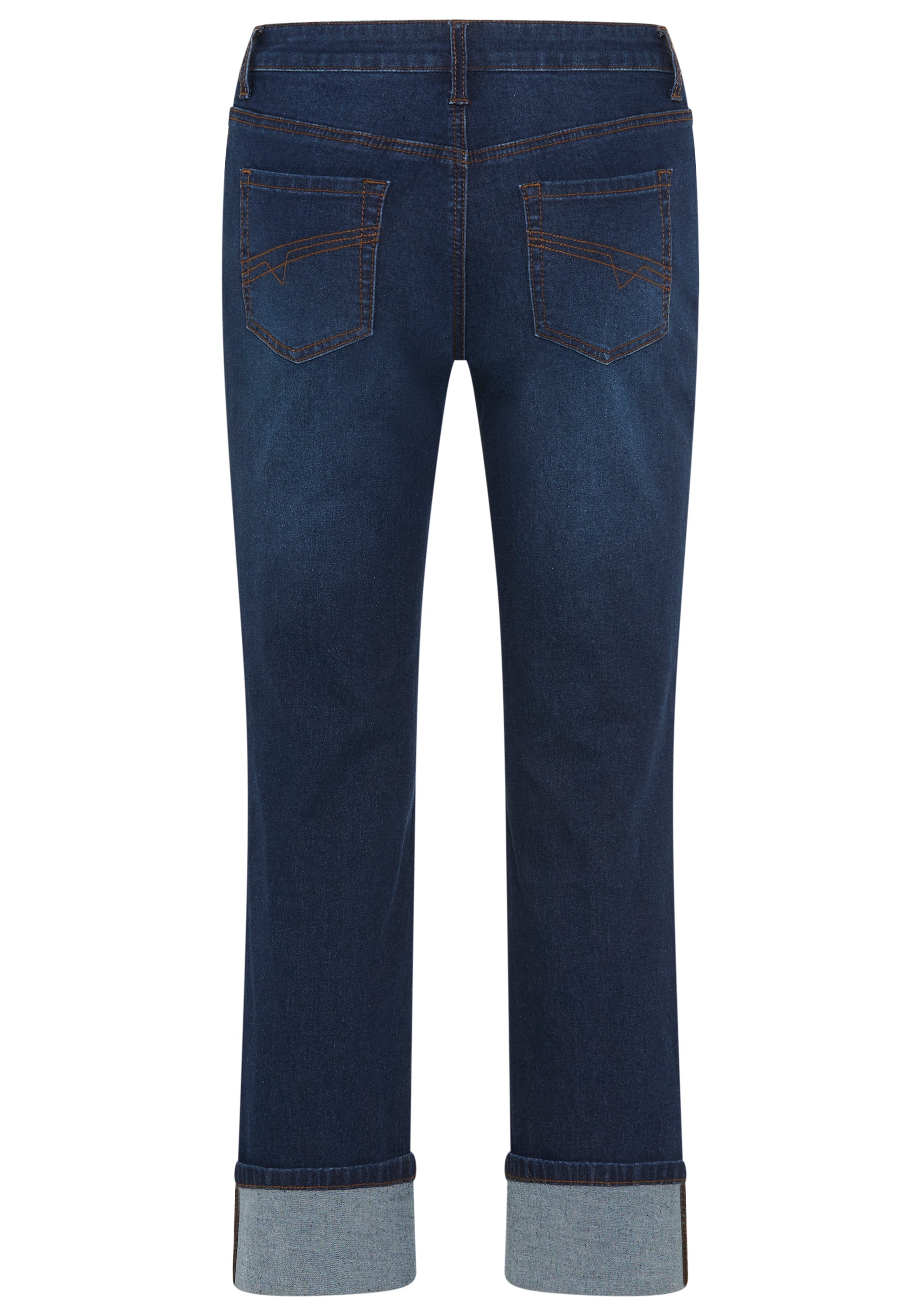Arizona Straight-Jeans »mit Turn-Up« gerader Straight-Fit, langer Schnitt, mit Knopf- und Reißverschluss