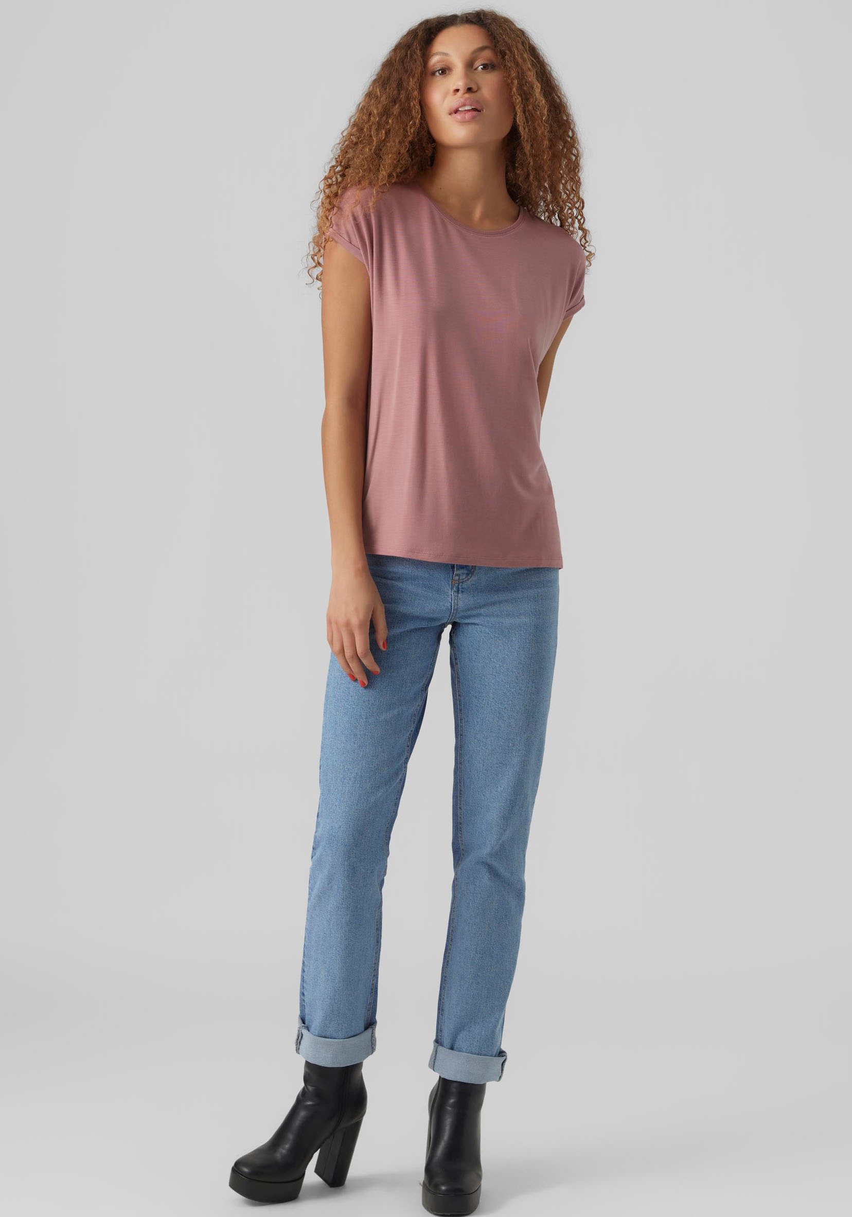 online Vero Rundhalsshirt »VMAVA PLAIN BAUR | TOP Moda bestellen NOOS« GAJRS SS