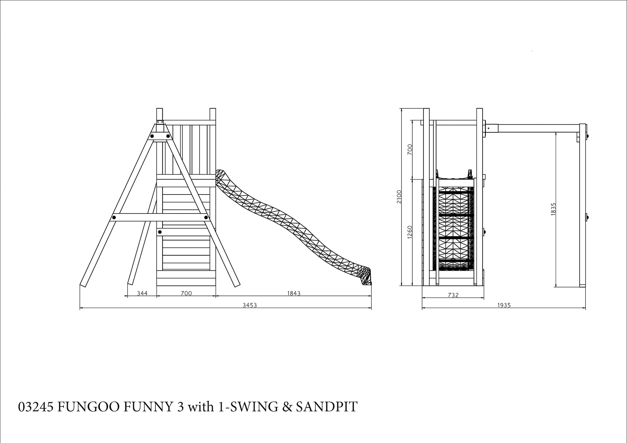 FUNGOO Spielturm »FUNNY3 mit schaukel«, mit Schaukel & Rutsche, Kletterwand